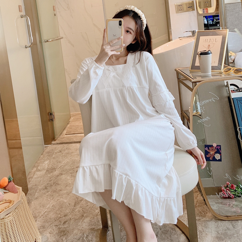 パジャマ シンプル無地レース長袖ワンピース34306674 Inslovely Com 下着 ランジェリー ブラ ショーツやルームウェアに関する インナー通販サイト