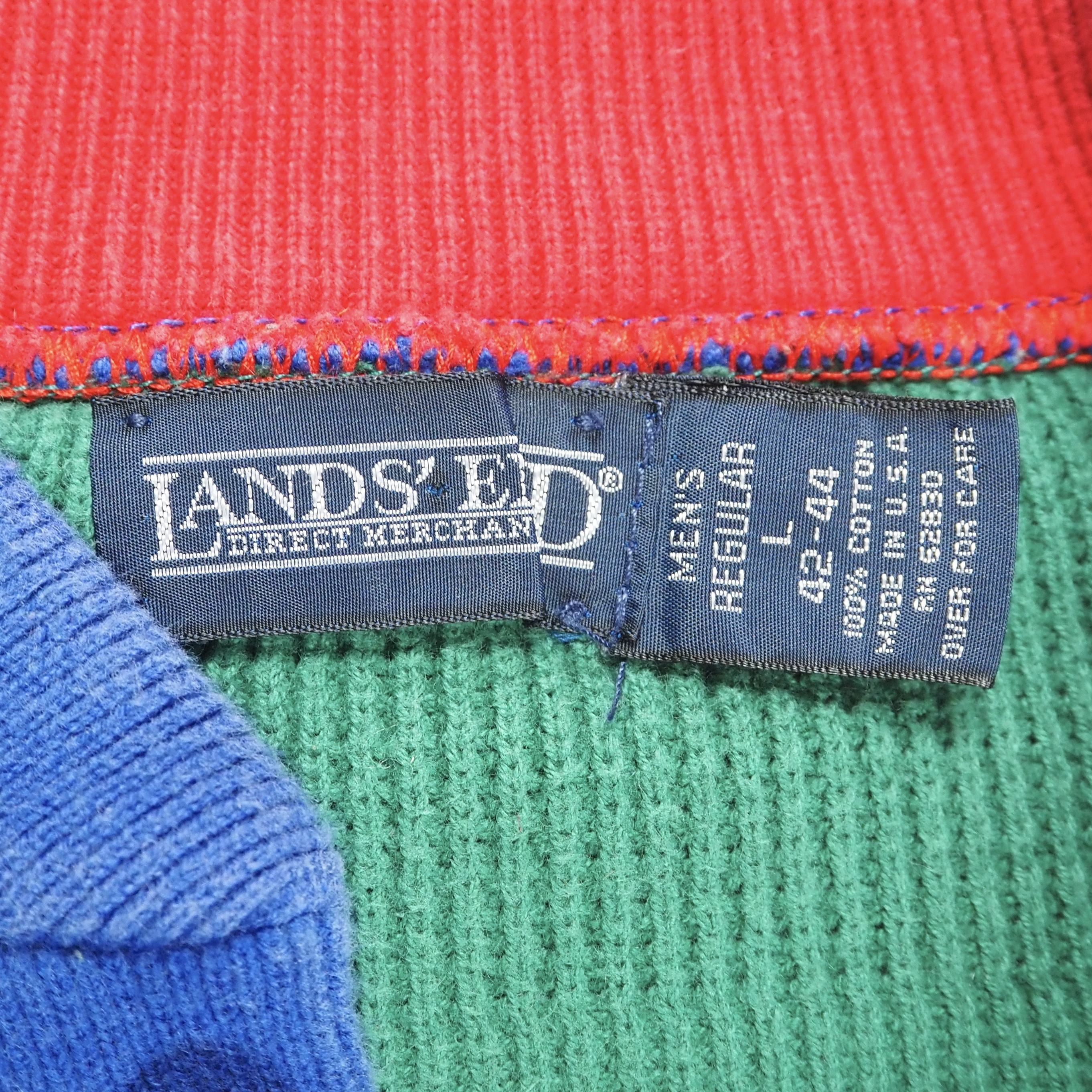 90’s Land’s End コットンニット クレイジーパターン の画像 8