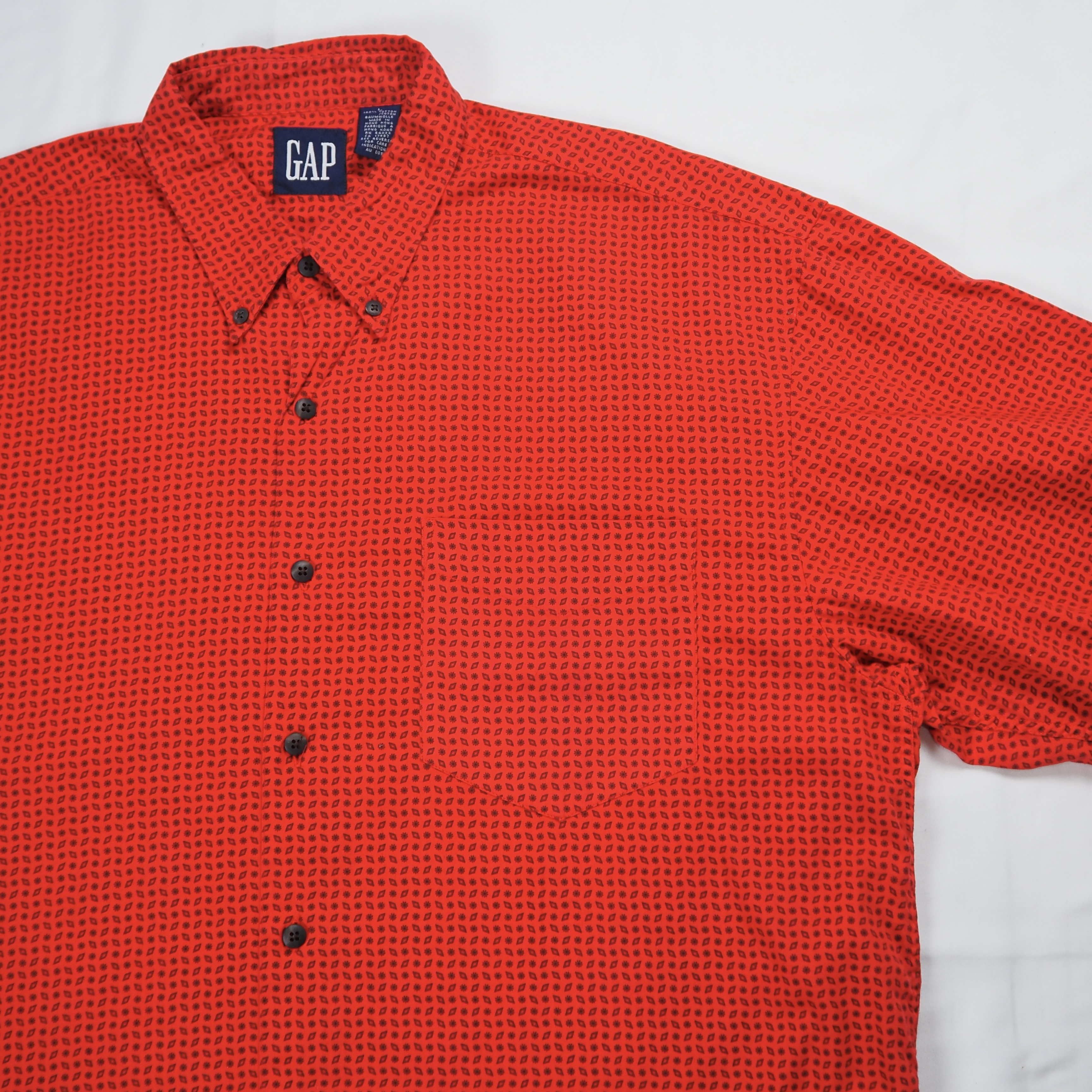 90’s OLD GAP コットンシャツ Lサイズ レッド の画像 10