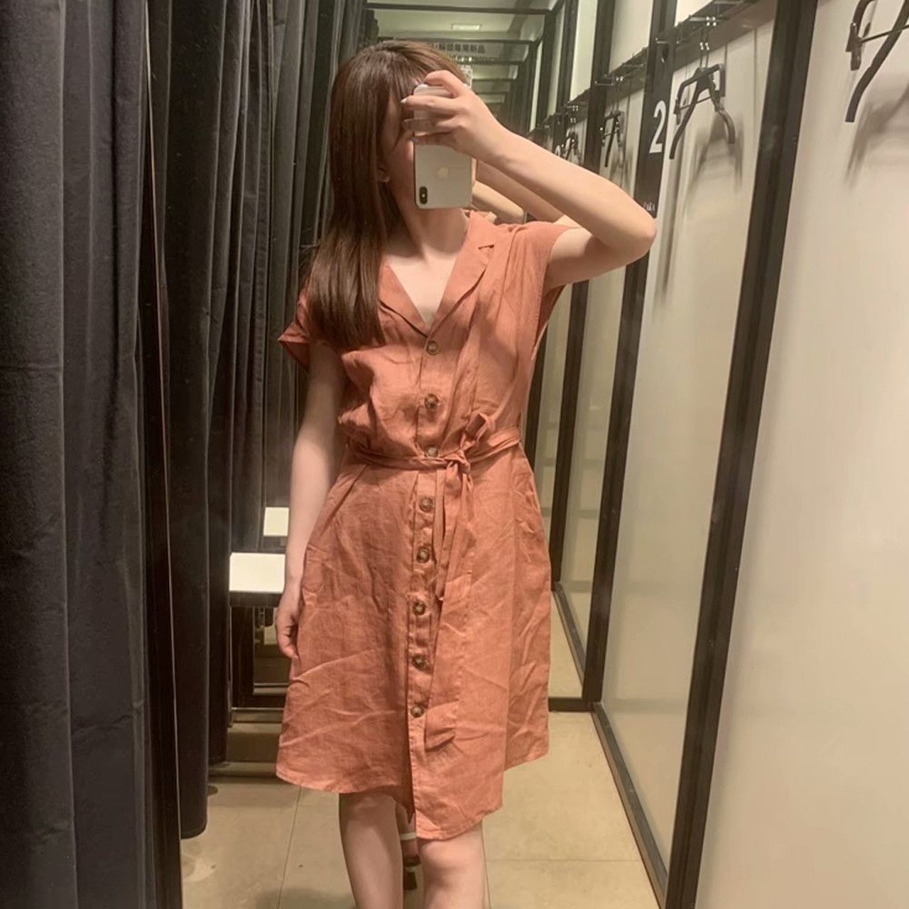 春夏 ドレス ワンピース 半袖 シャツワンピース ミニワンピ リネン 無地 カジュアル リゾート パーティ 街角のカフェテラス