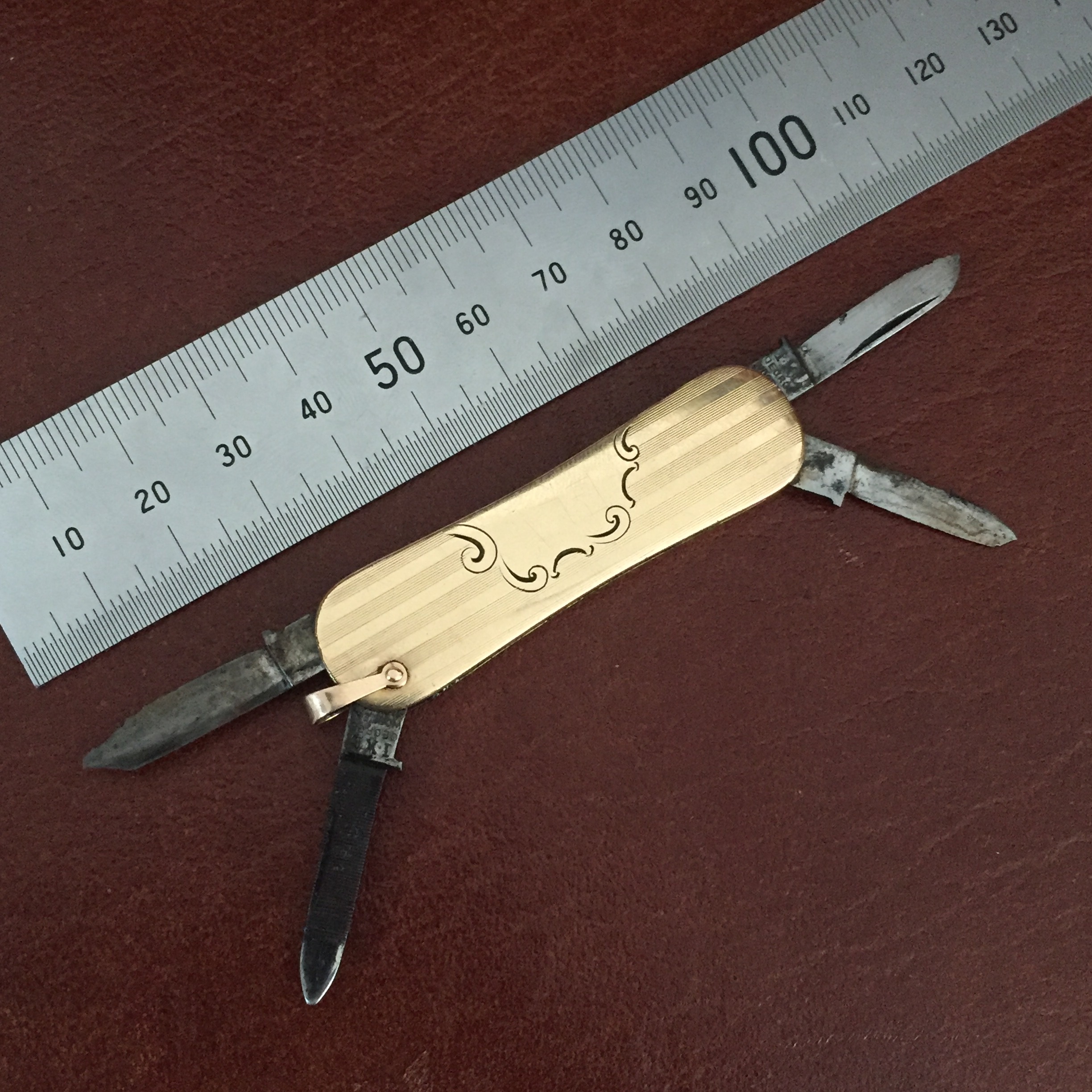 Rolled Gold Pocket Knife by IXL Wolstenholme antico