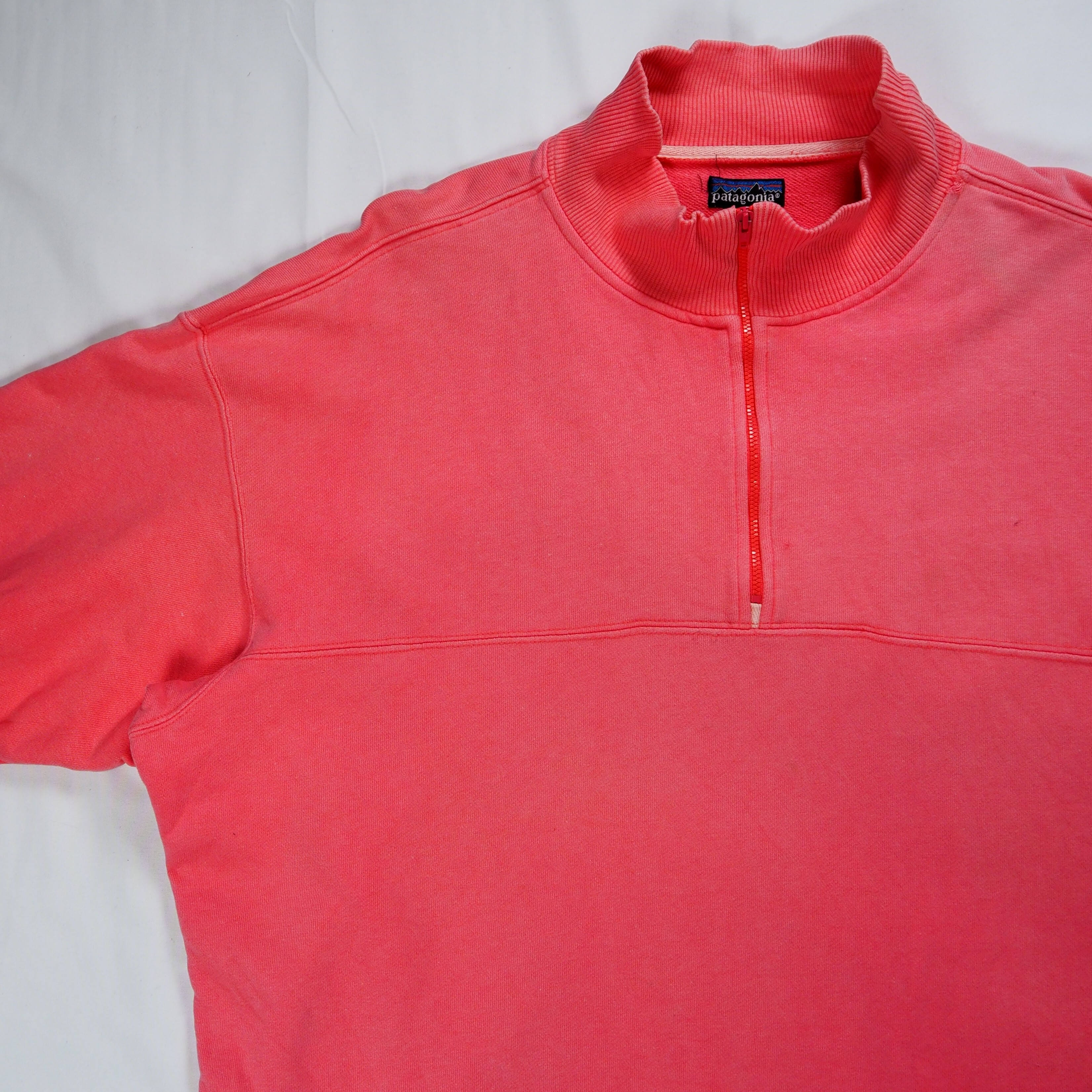 【9/23 20:00入荷】90's Patagonia ハーフジップスウェット ピンク Lサイズ の画像 3