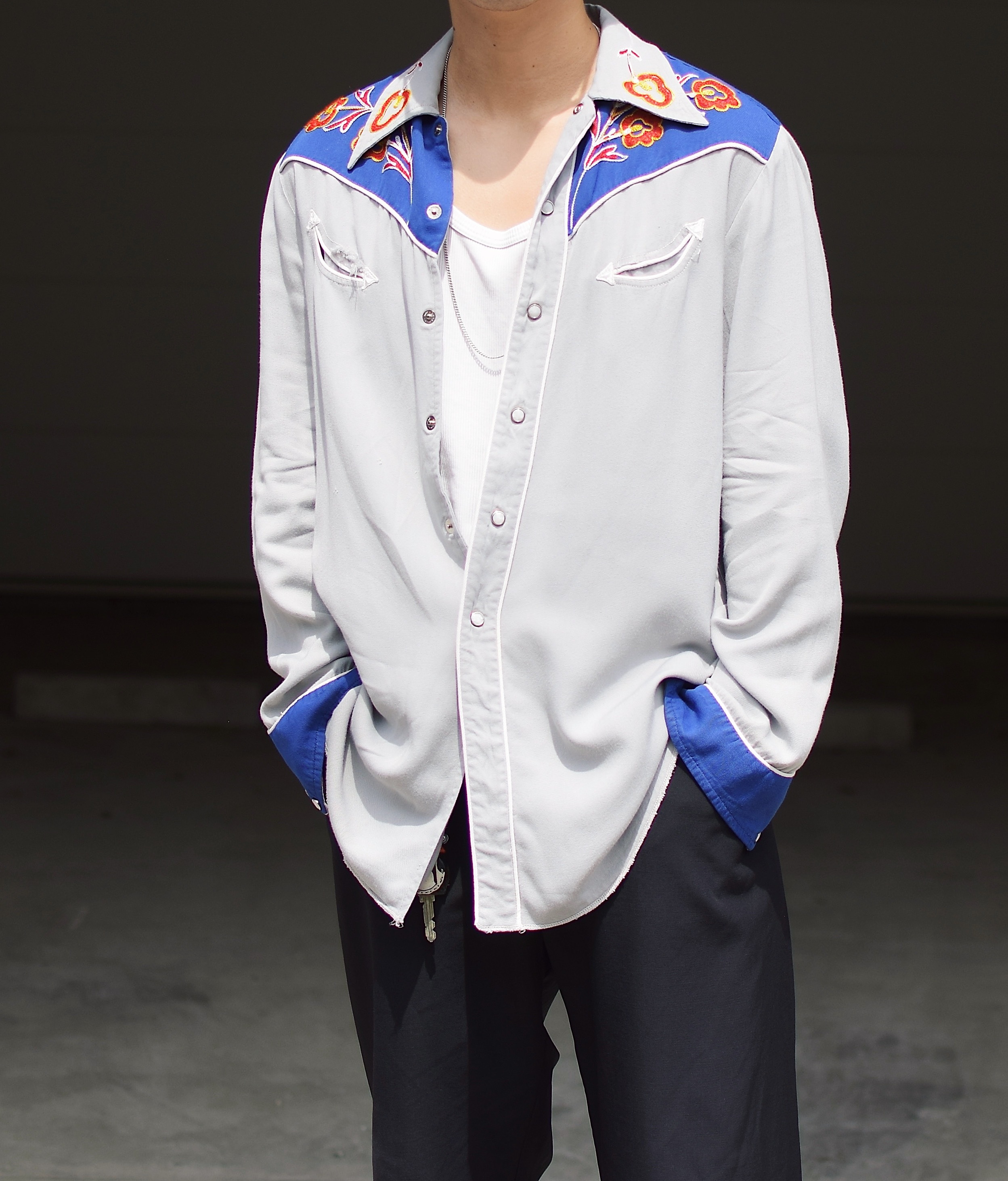 Vintage 50's【CALIFORNIA RANCHWEAR,INC.】Rayon Gabardine Western Shirt の画像 3
