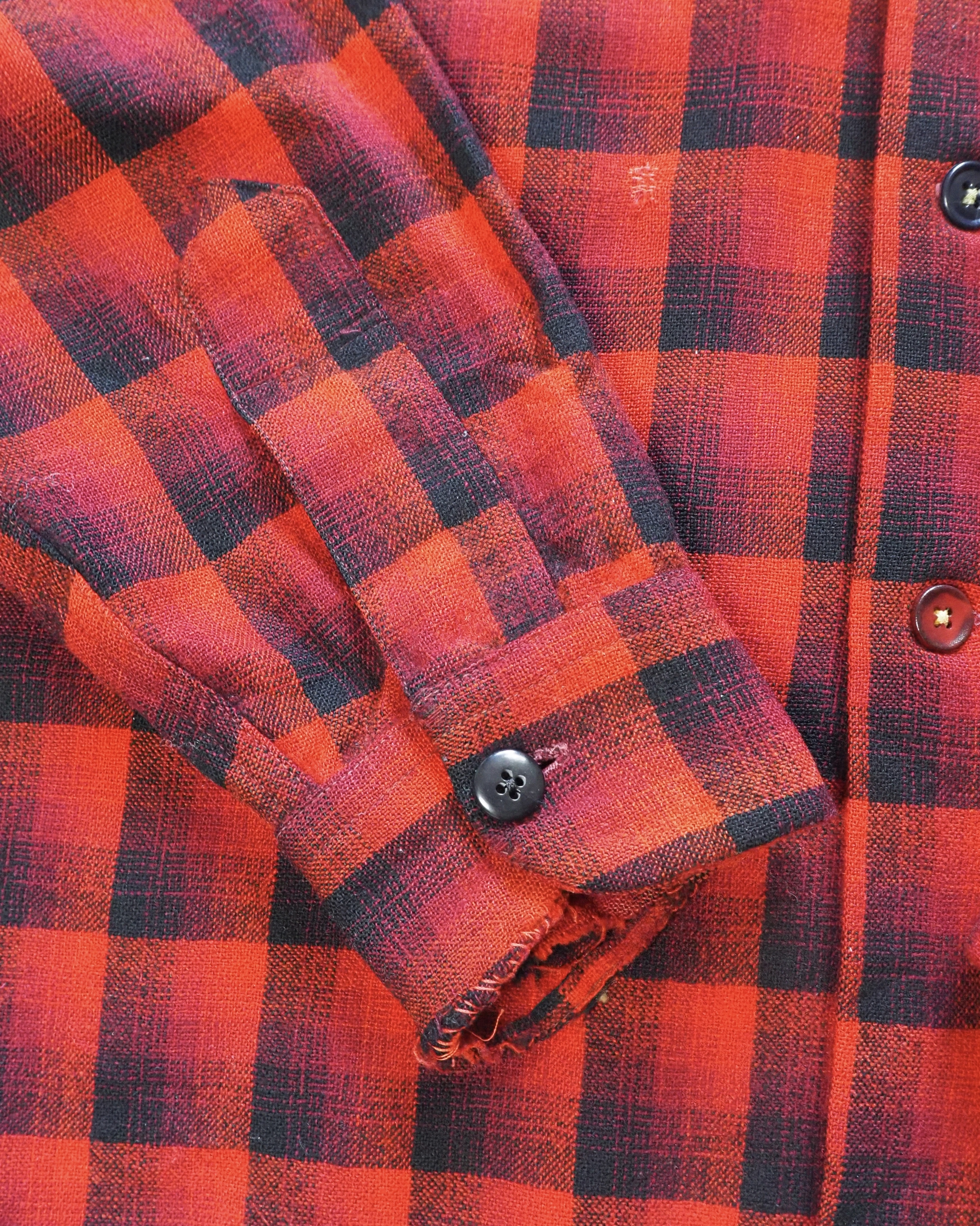 【VCM入荷】50’s Pendleton ウールシャツ オンブレチェック レッド×ブラック の画像 8