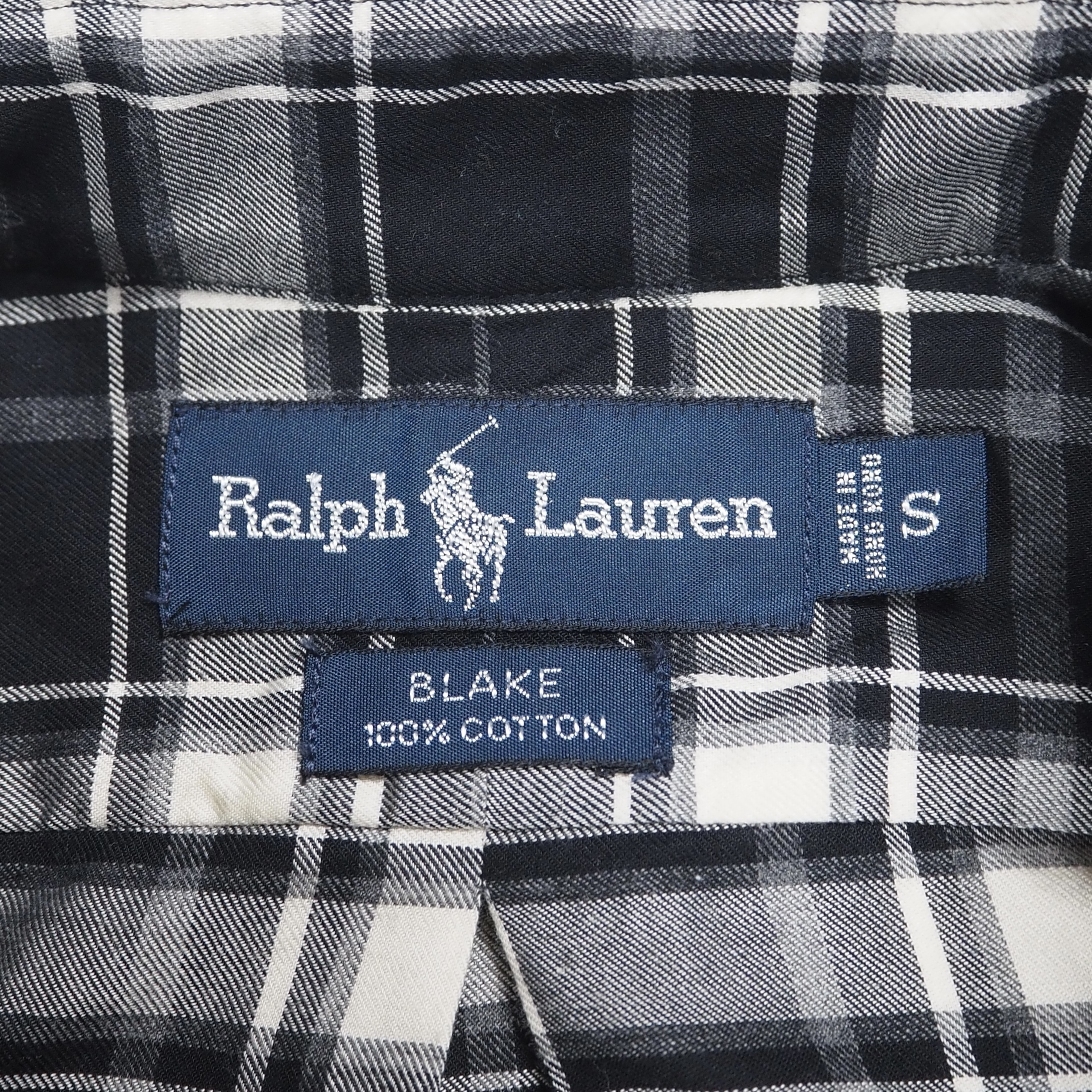 90’s Ralph Lauren Blake 長袖シャツ Sサイズ ブラック×ホワイト の画像 7