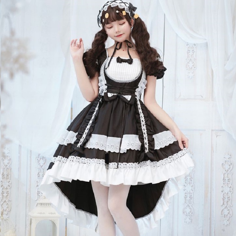 M0019 ロリータドレス ロリータ メイド スウィート コスプレ 3点セット Black Magicspice