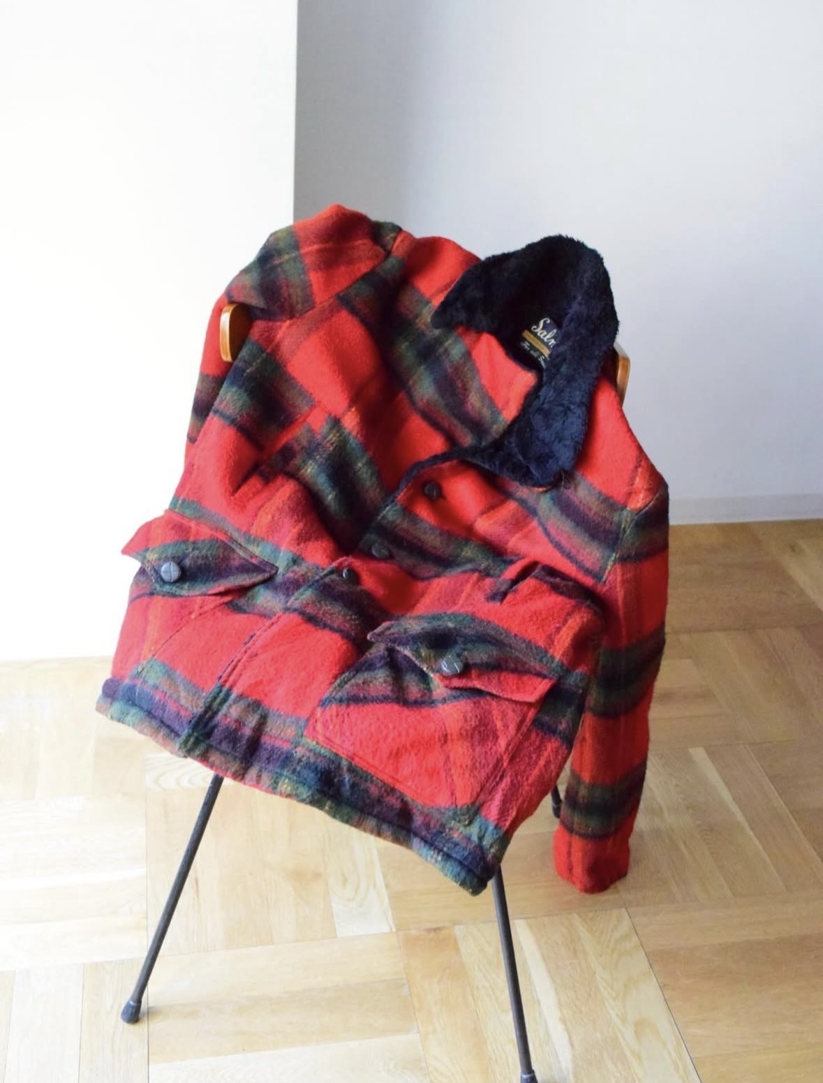 Plaid pattern boa jacket