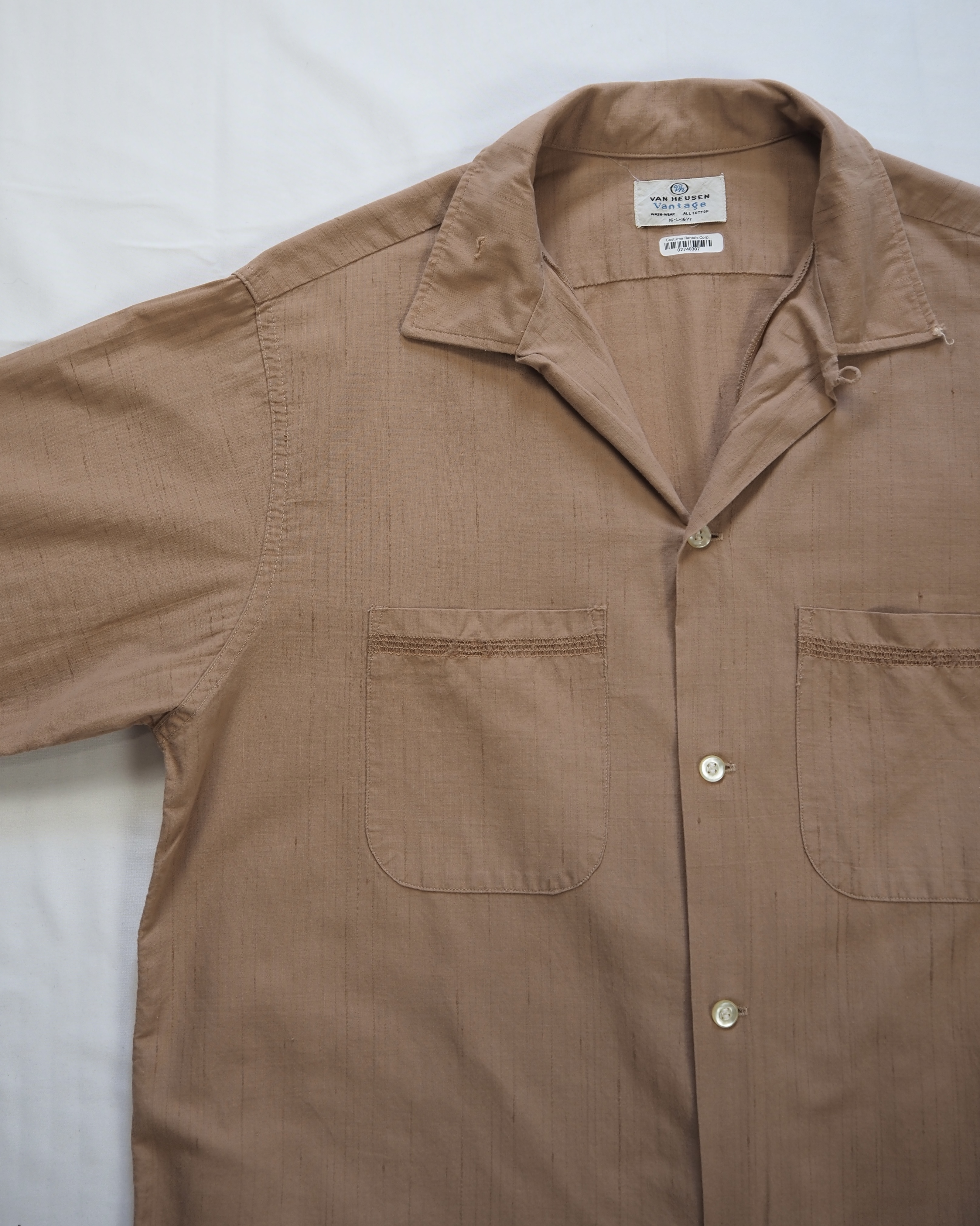 【5/6(水) 20:00入荷】60’s Van Heusen コットンシャツ Lサイズ ブラウン の画像 5