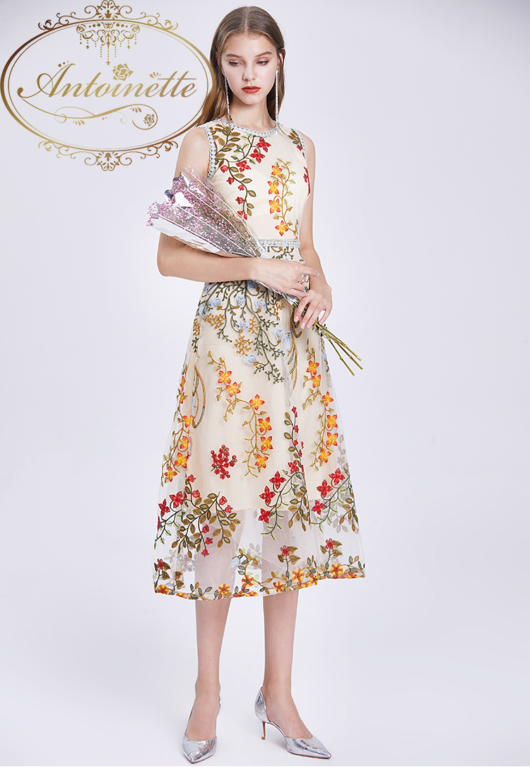 花柄 ノースリーブワンピース 夏物 Ladies Botanical One Piece Flower Exotic Slender Antoinette