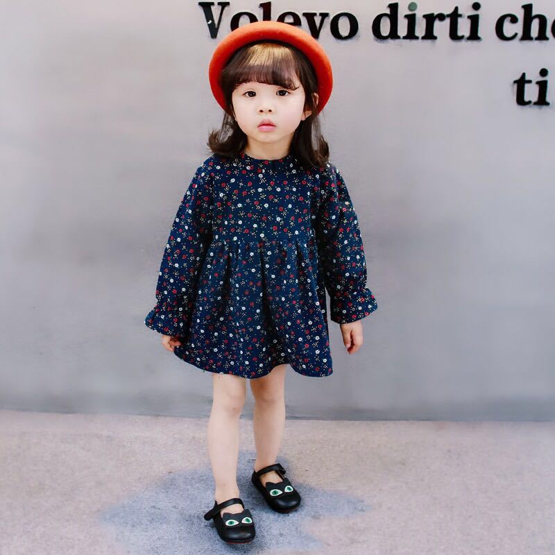 送料無料 韓国子供服 花柄ワンピース長袖ドレスチュニック 子供服 Cocobebe Base店 ベビードレス 退院着 2way ベビースタイ 水着 ベビースーツ コスチューム