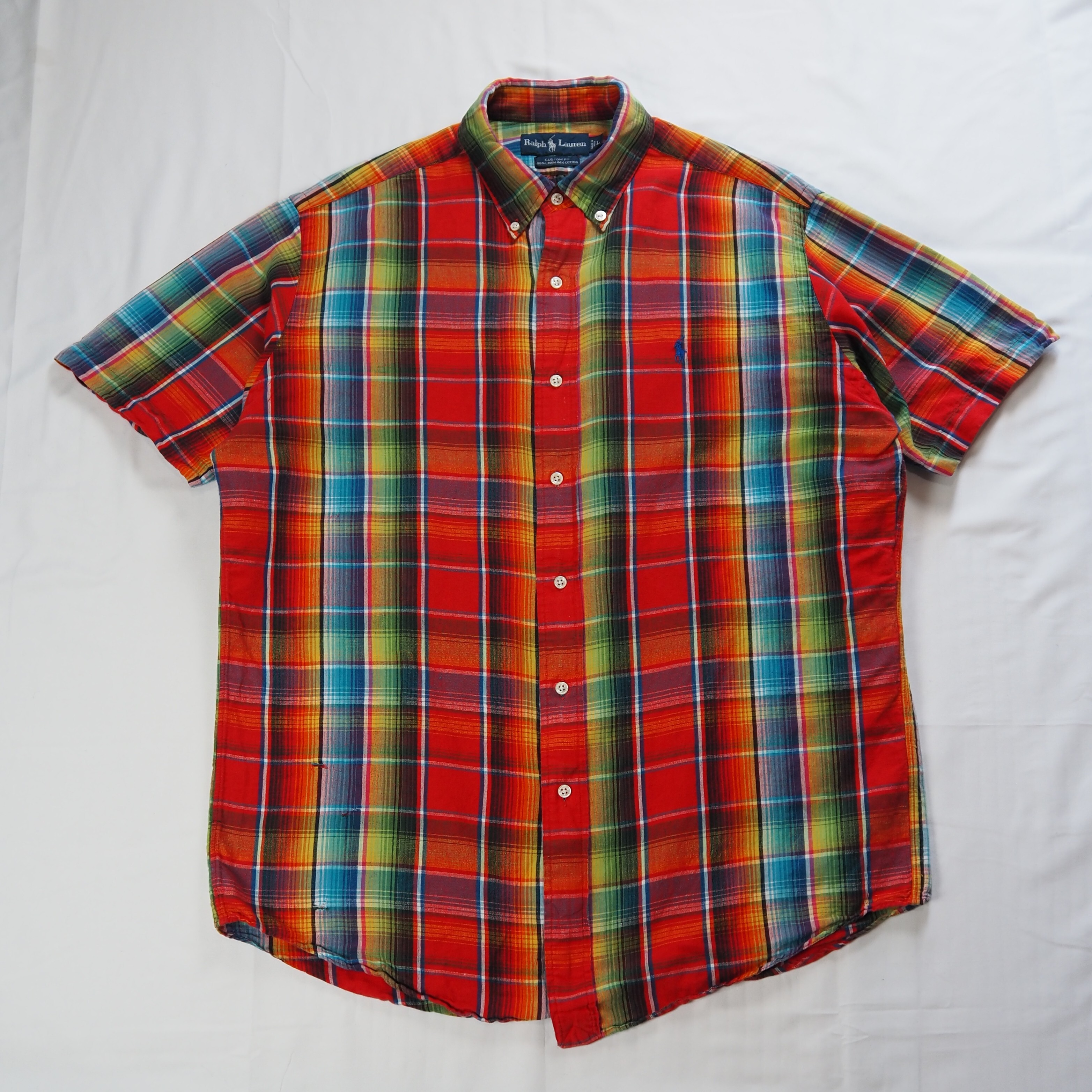 90's Ralph Lauren リネンコットンシャツ 半袖 Lサイズ