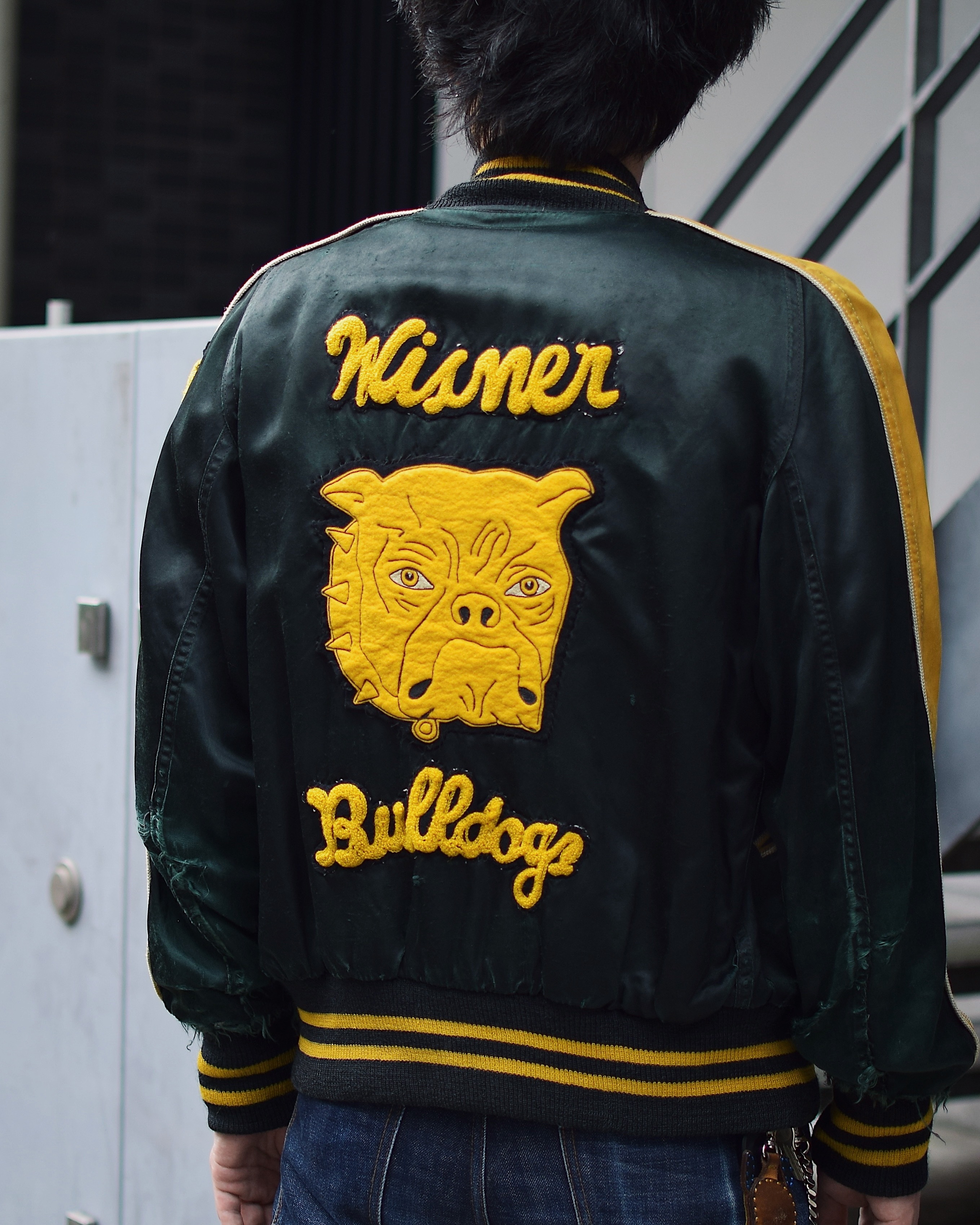 Vintage 50〜60's【HAUFF SPORTING GOODS CO.】"Wisner Bulldogs" Grunge Satin Jacket の画像 4