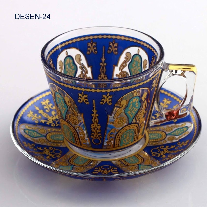 トルコ柄ガラス製カップ ソーサー Desen 24 Asobijoux トルコ柄ガラス製カップ ソーサー Desen 24 Asobijoux