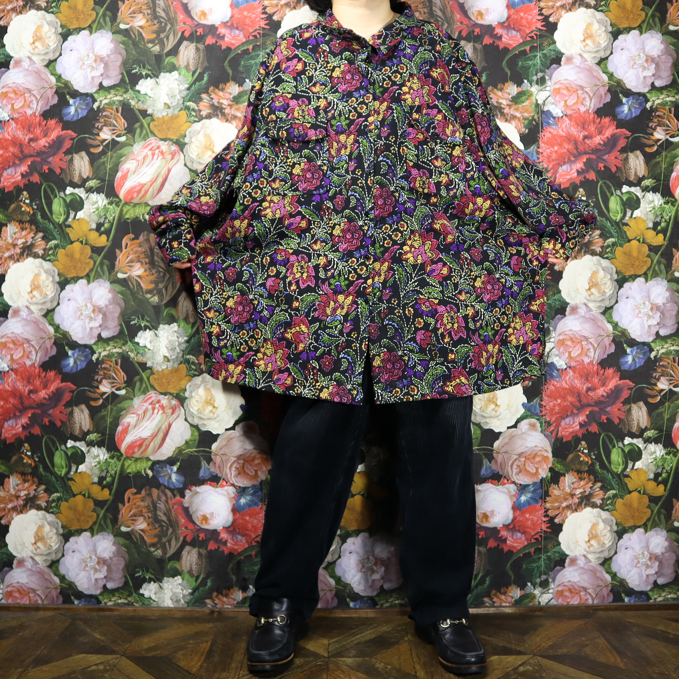 総柄 デザインシャツ 花柄 ビッグシルエット 古着屋 Kafuca 総柄 デザインシャツ 花柄 ビッグシルエット 古着屋 Kafuca