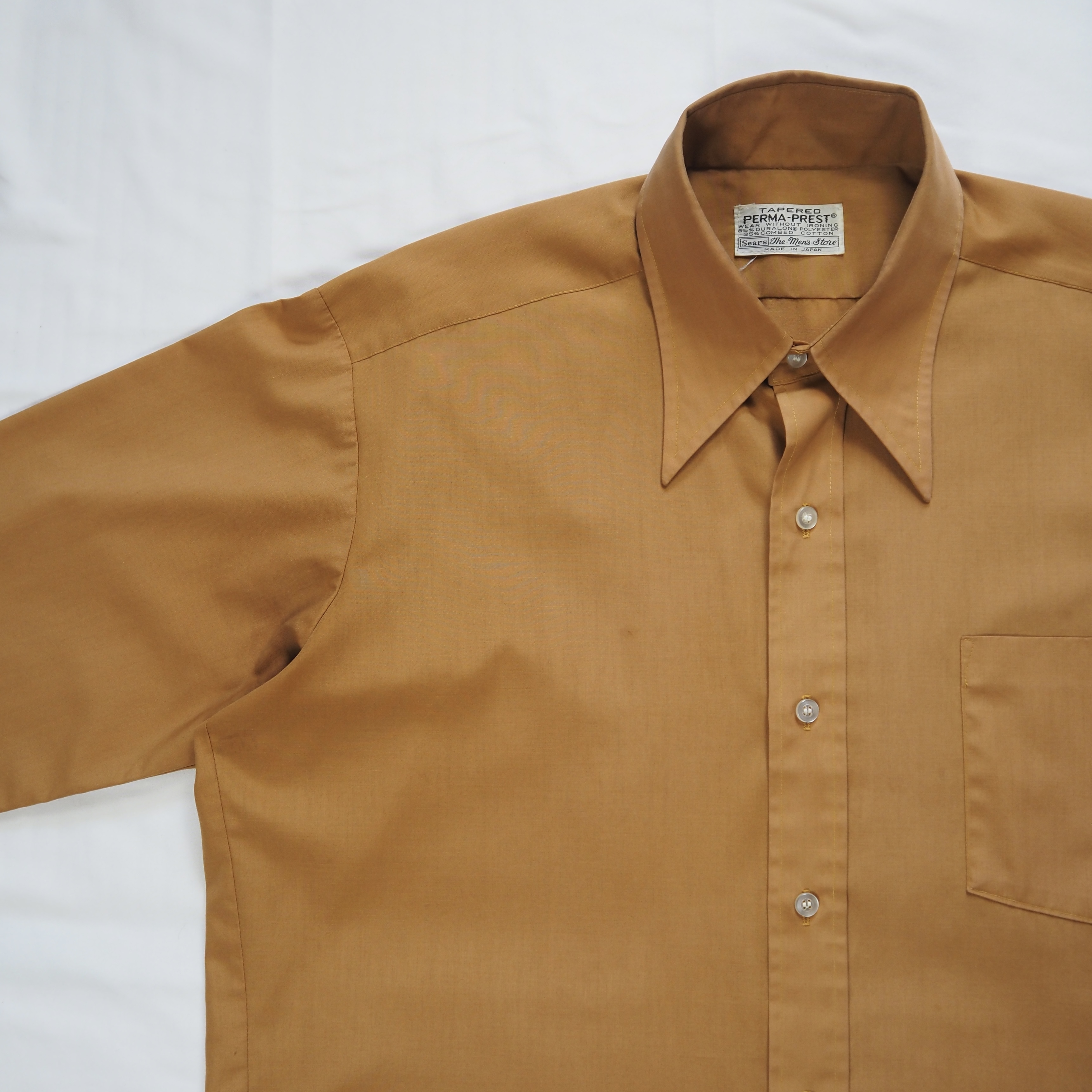 70’s Sears ポリコットンシャツ ブラウン 日本製 の画像 7