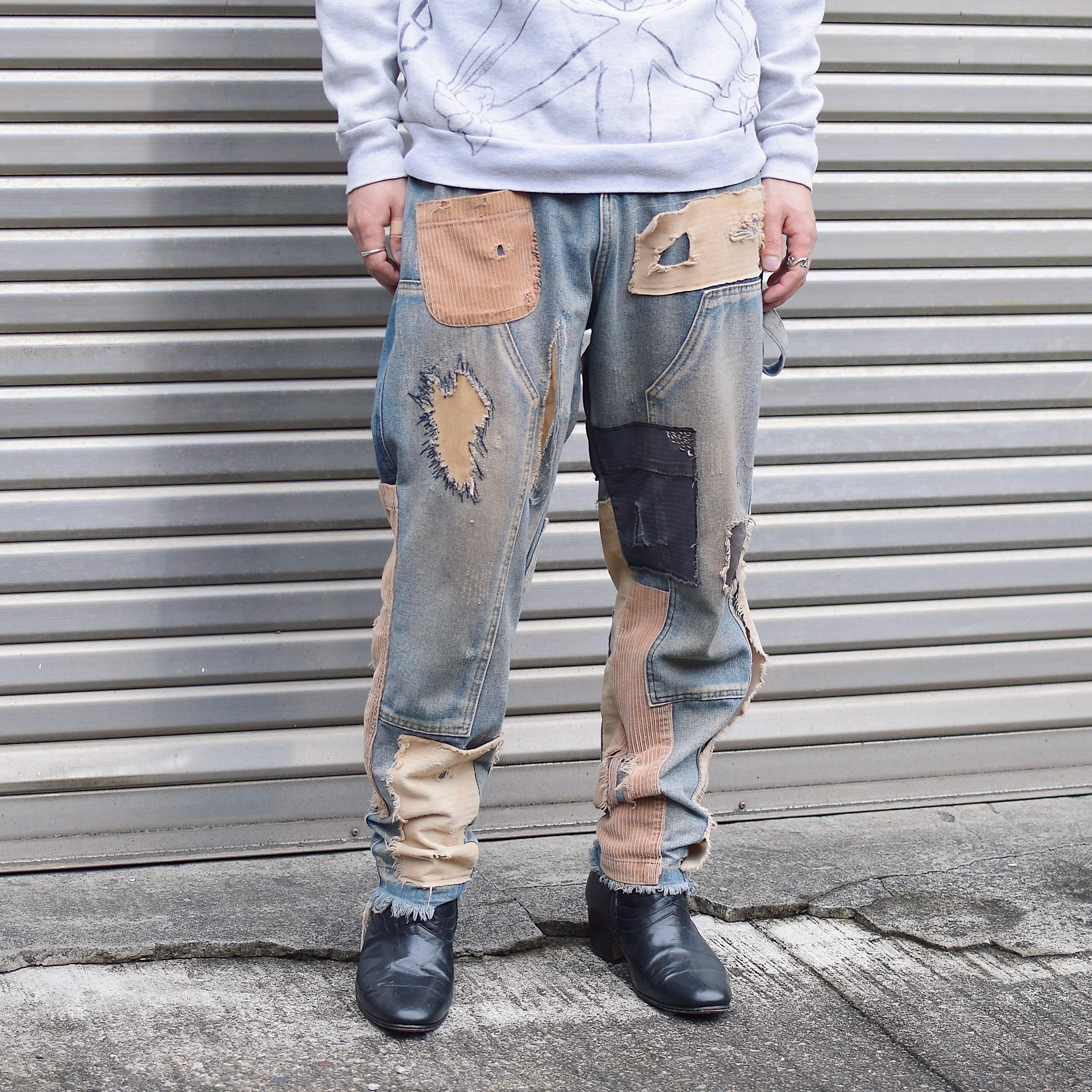 Vintage Patchwork Grunge Denim Pants の画像 3