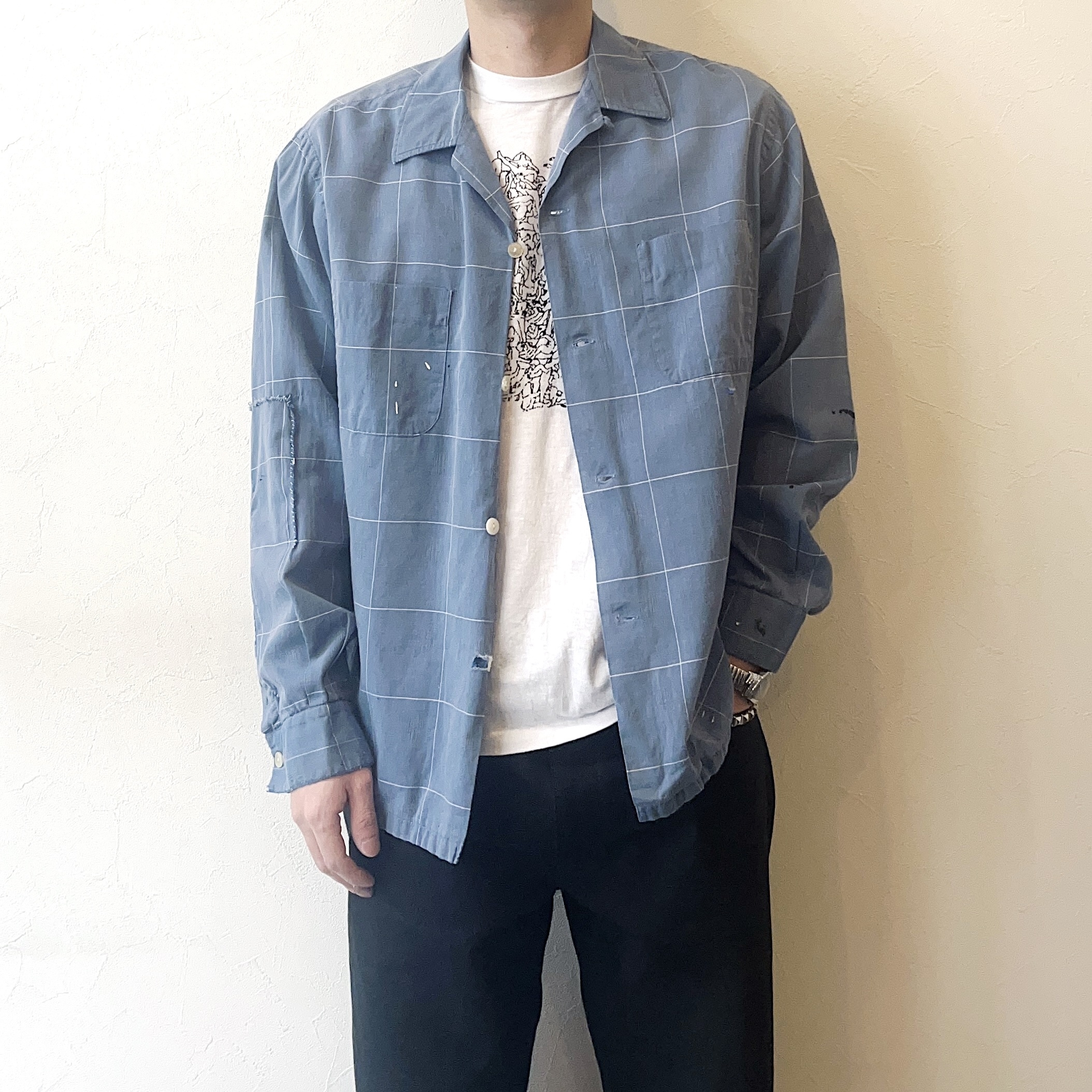 Vintage 60's【Mallernee's by Enro】Grunge Open Collar Shirt の画像 3