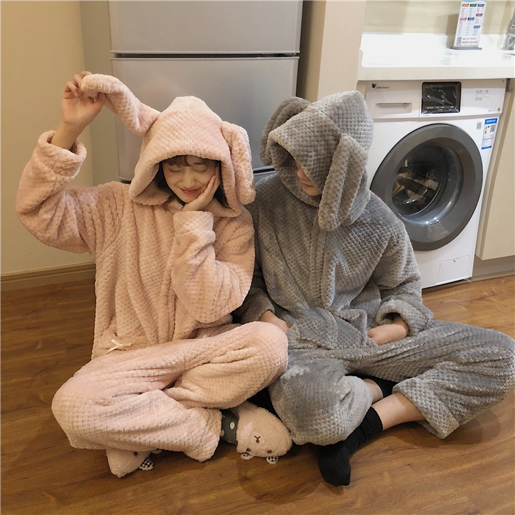 送料無料 モコモコ ルームウェア レディース メンズ カップル コーデ もこもこ かわいい 秋冬 うさぎ パジャマ ジャンプスーツ 寝巻き 部屋着 ホームウェア 前開き フード付き ウサギ 耳付き 大人可愛い 暖かい オールインワン 着ぐるみ コスプレ パンツ インスタ映え