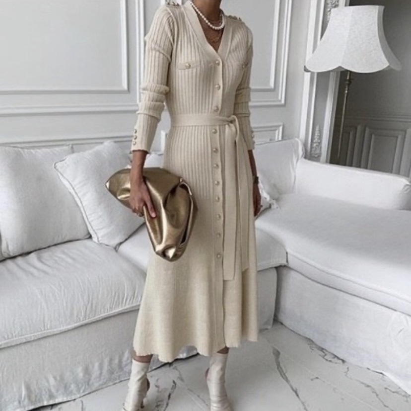 ラグジュアリーニットワンピース ベージュ セレクトショップベリンダ