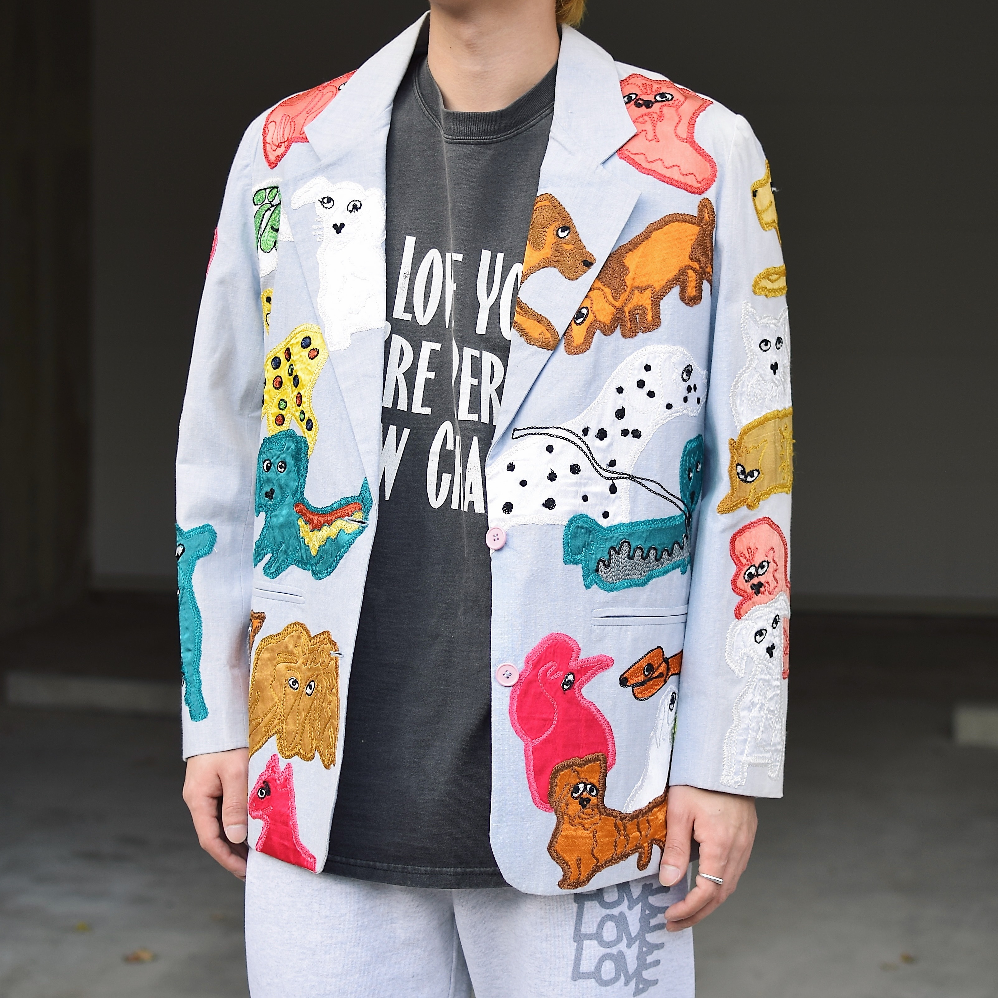 Vintage 80's【SANDY STARKMAN】"Dogs" Embroidery Tailored Jacket の画像 3