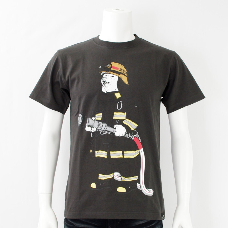go slow caravan |ゴースローキャラバン|消防士クマ TEE (MENS)|ブラック