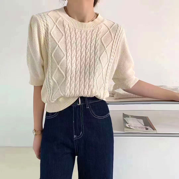 ６色 トップス ニット セーター プルオーバー レディース 春 秋 きれいめ ゆったり 半袖 ゆったり 大きめ 半袖 五分袖 ドルマンスリーブ Uネック ラウンドネック BIGシルエット 裾イン ケー