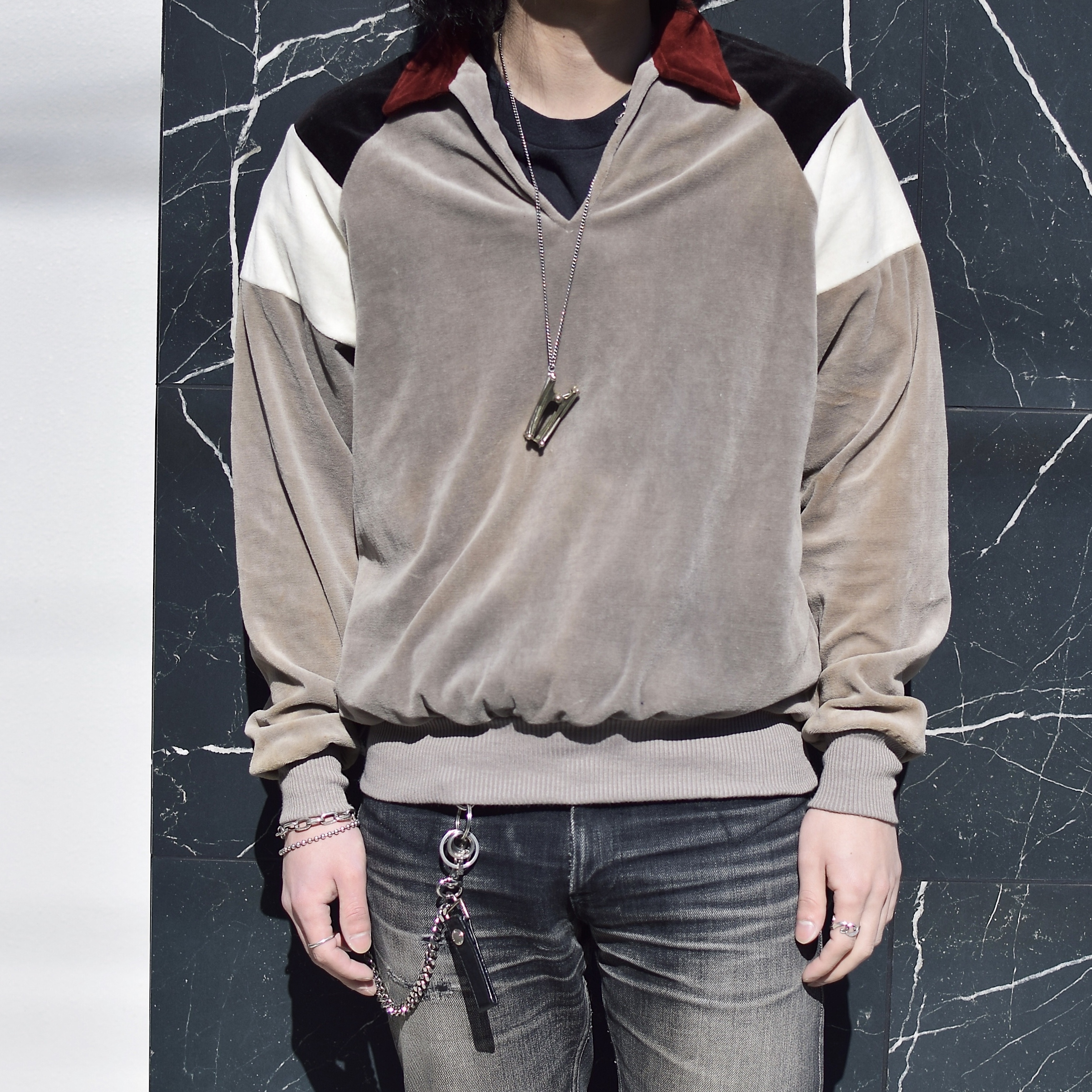 Vintage 80's【VELOUR by michael】Velvet Pullover Shirt の画像 3