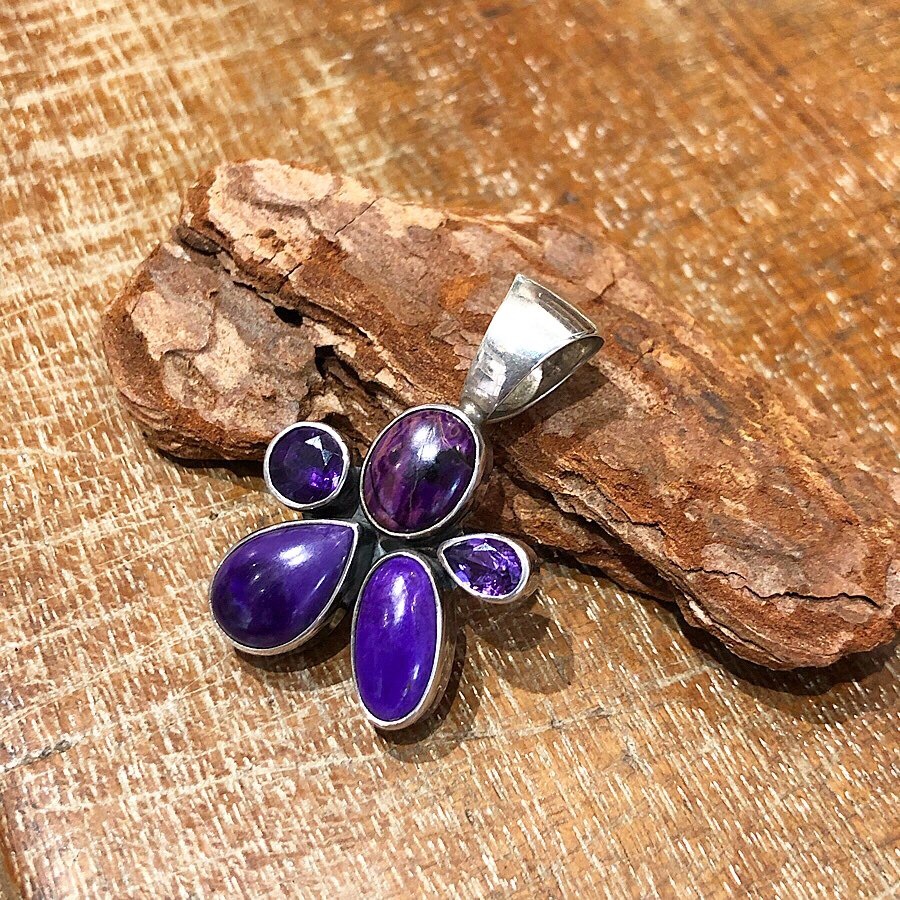 インディアンジュエリー ナバホ ペンダント ペンダントトップ 天然石 天然石のアクセサリー シルバー Silver925 スギライト アメジスト Frontmine