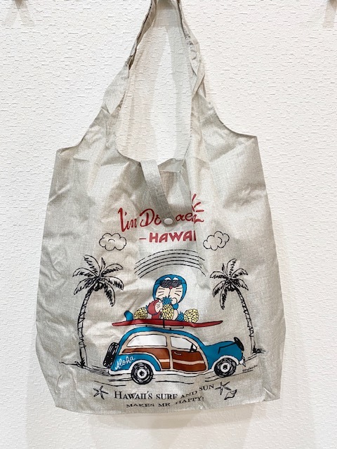 ハワイ限定 I M Doraemon Hawaii ドラえもん 日焼けドラえもん エコバッグ グレー コンパクト 収納 軽量 折りたたみ ハワイアン雑貨 海外雑貨 エコ かわいい おしゃれ プレゼント お土産 Puahawaii