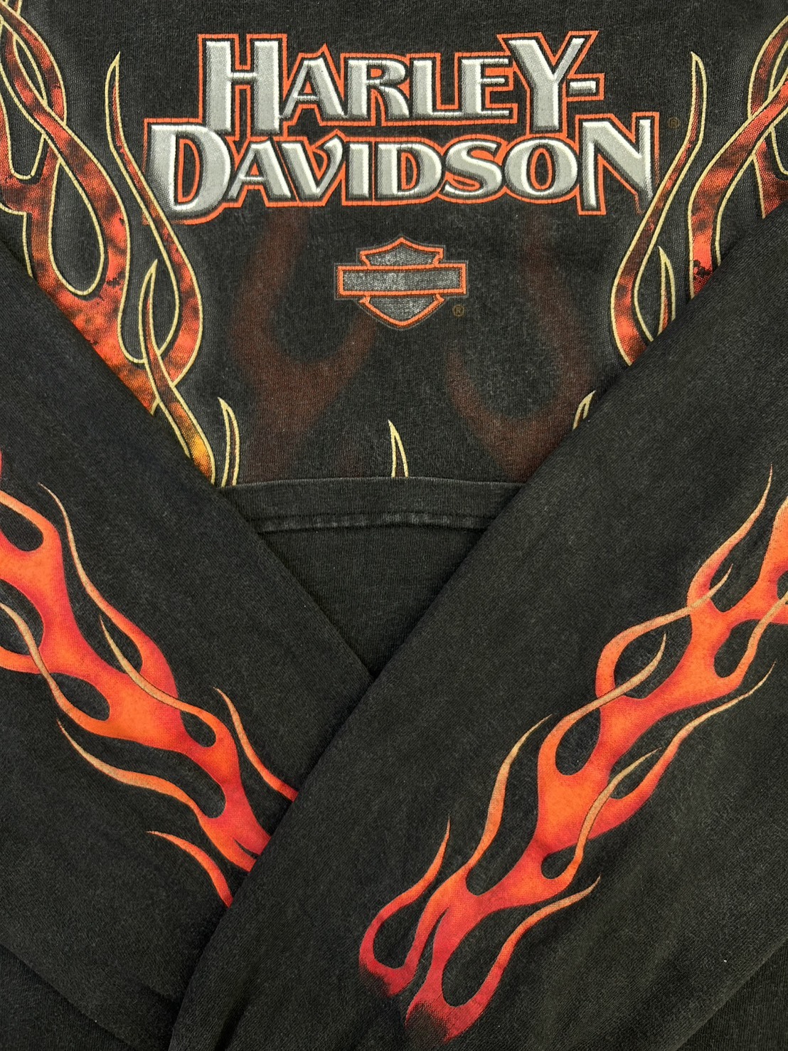 HARLEY-DAVIDSON フレイムプリント ロングスリーブTシャツ ブラック XXL ビッグサイズ の画像 10