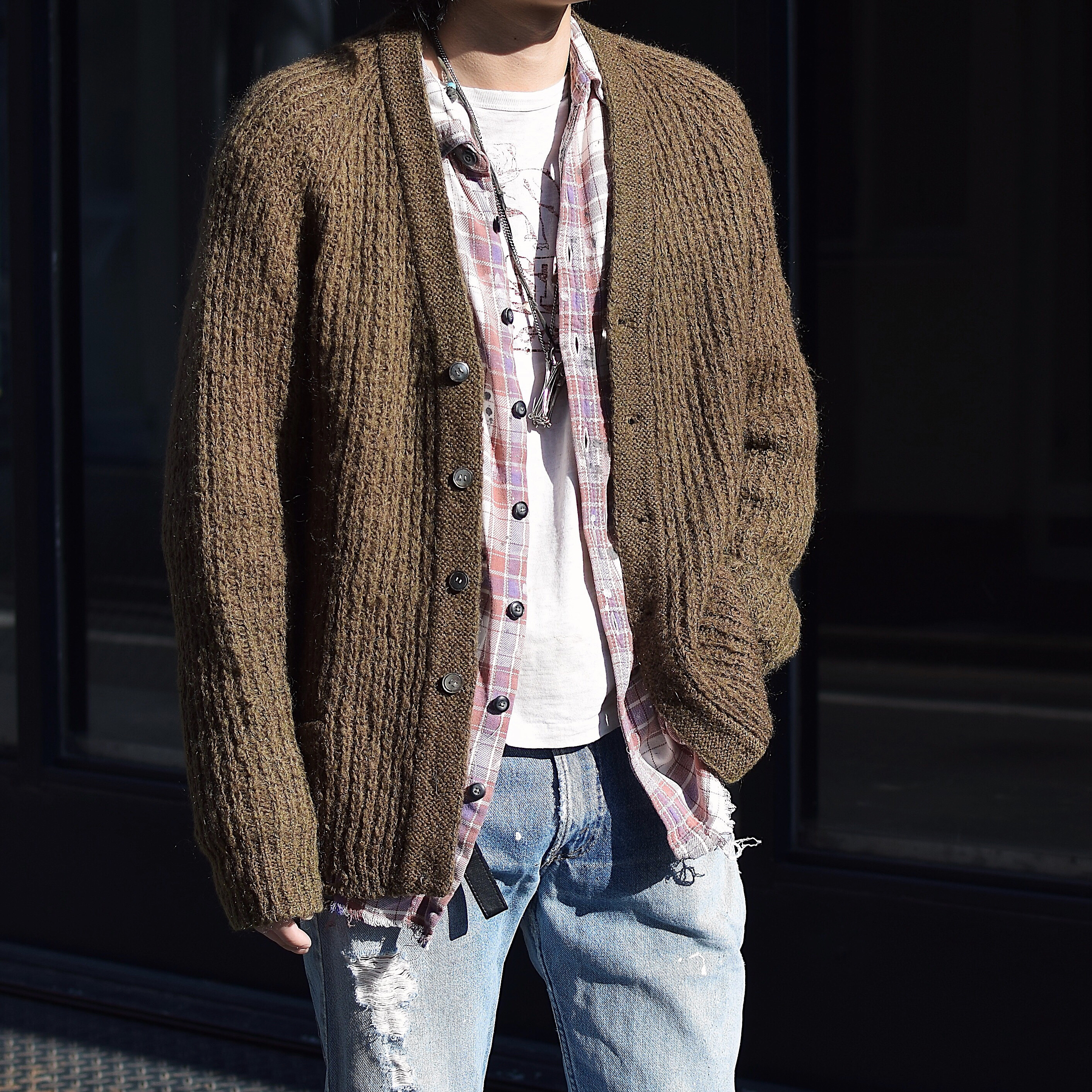 Vintage 60's【Gino Paoli】Grunge Mohair Cardigan の画像 3