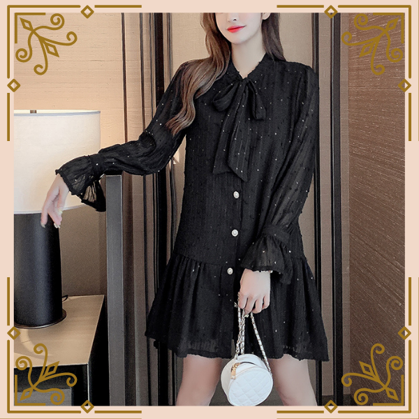 シンプルスタイルのフリルブラウスワンピース Trnd452 Re Tro