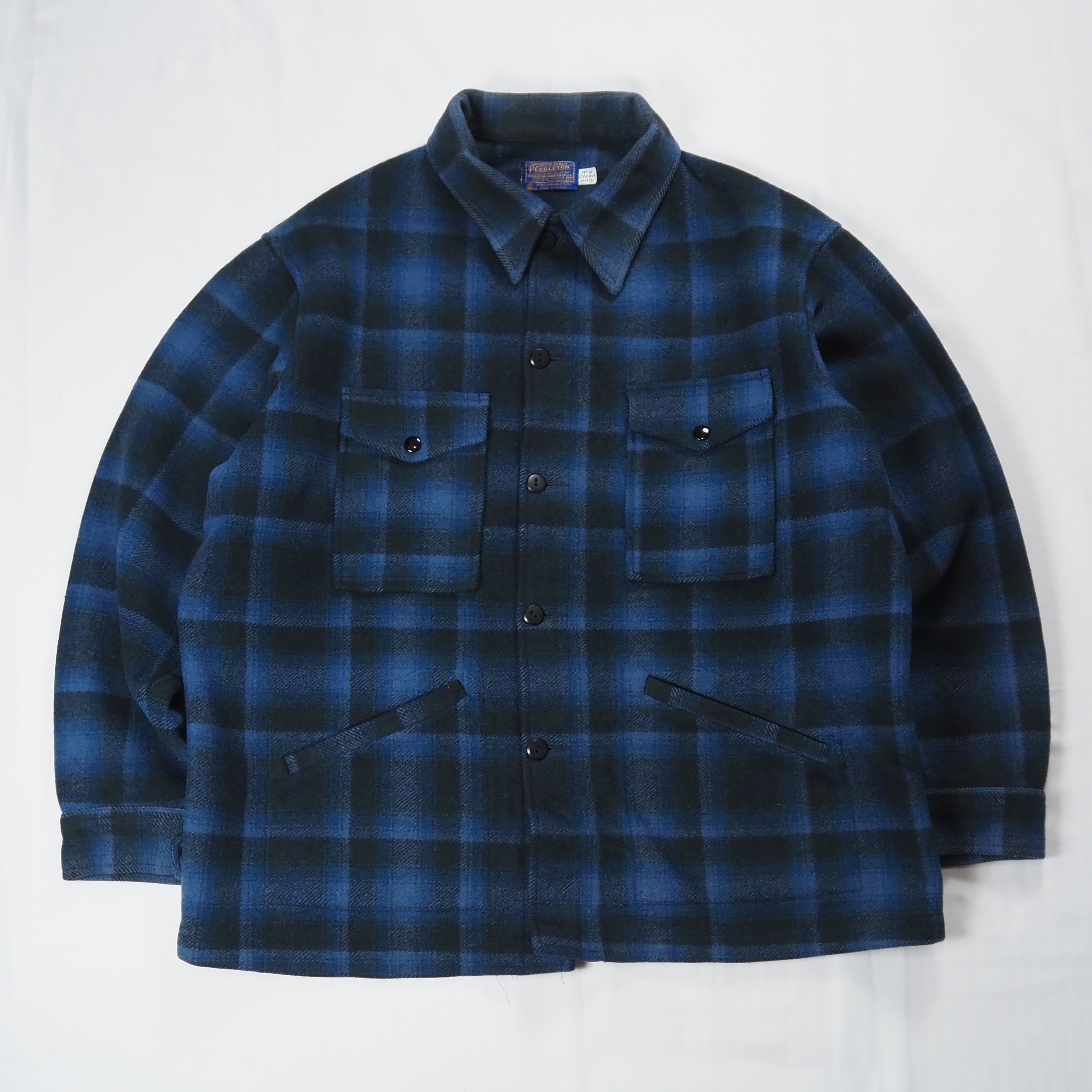 【9/23 20:00入荷】60's-70's Pendleton ウールジャケット ブルー×ブラック オンブレチェック