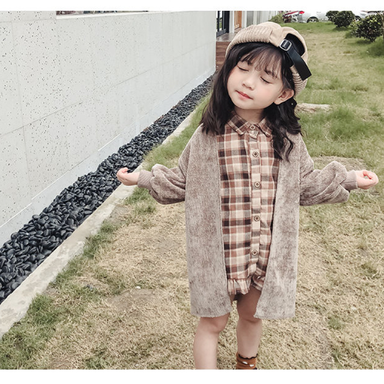 100 140 ロングｶｰﾃﾞｨｶﾞﾝ ワンピース 2点セット 子供服 女の子 韓国風 可愛い Q Toworld キュートワールド 子供服 メール便は何点でも送料の合計は280円