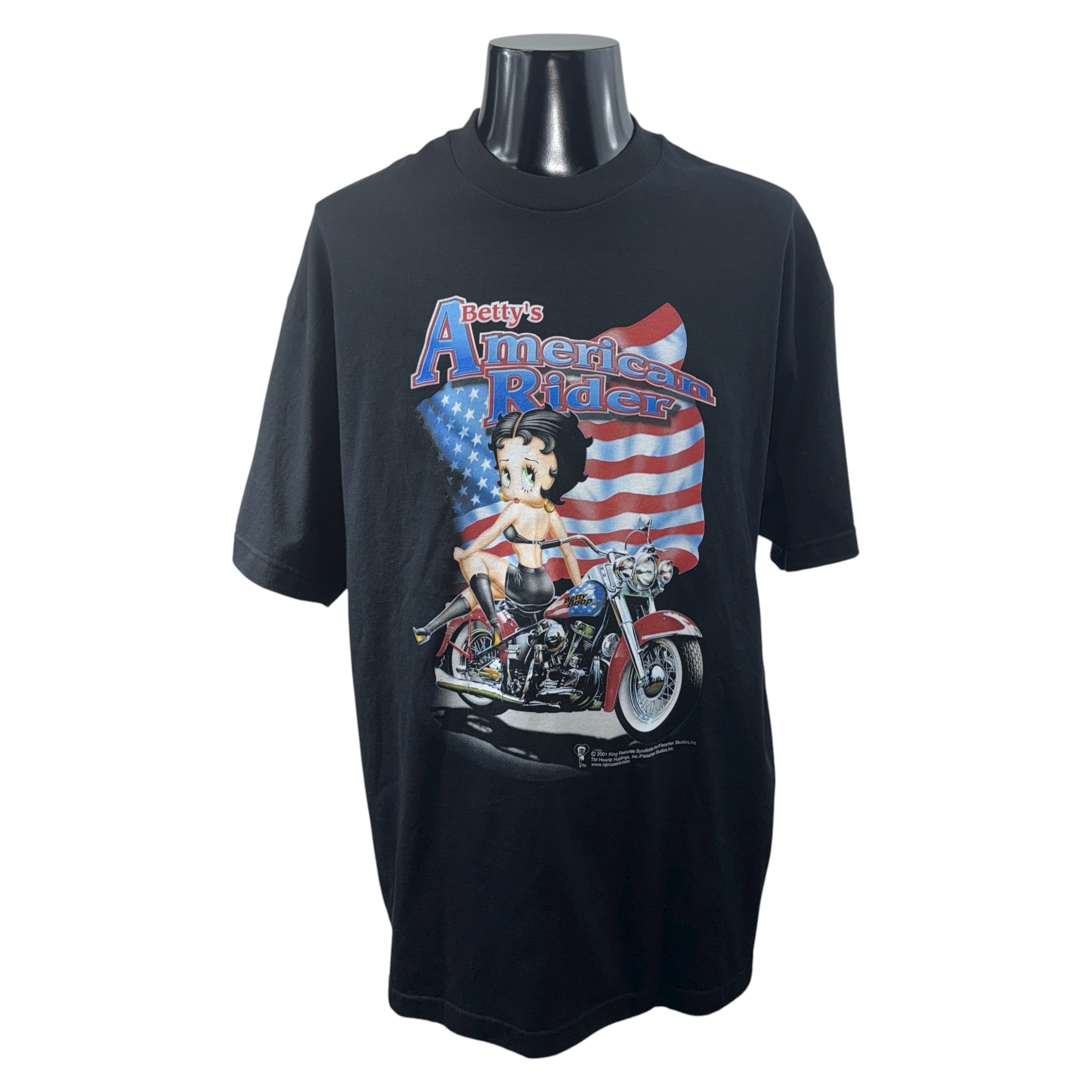 【BETTY BOOP】ベティーブープ アメリカ星条旗 バイク プリントTシャツ XL
