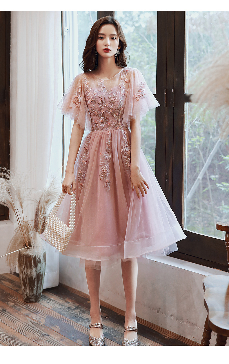 パーティードレス イブニングドレス ピンク ドレス セクシー 結婚式ドレス-