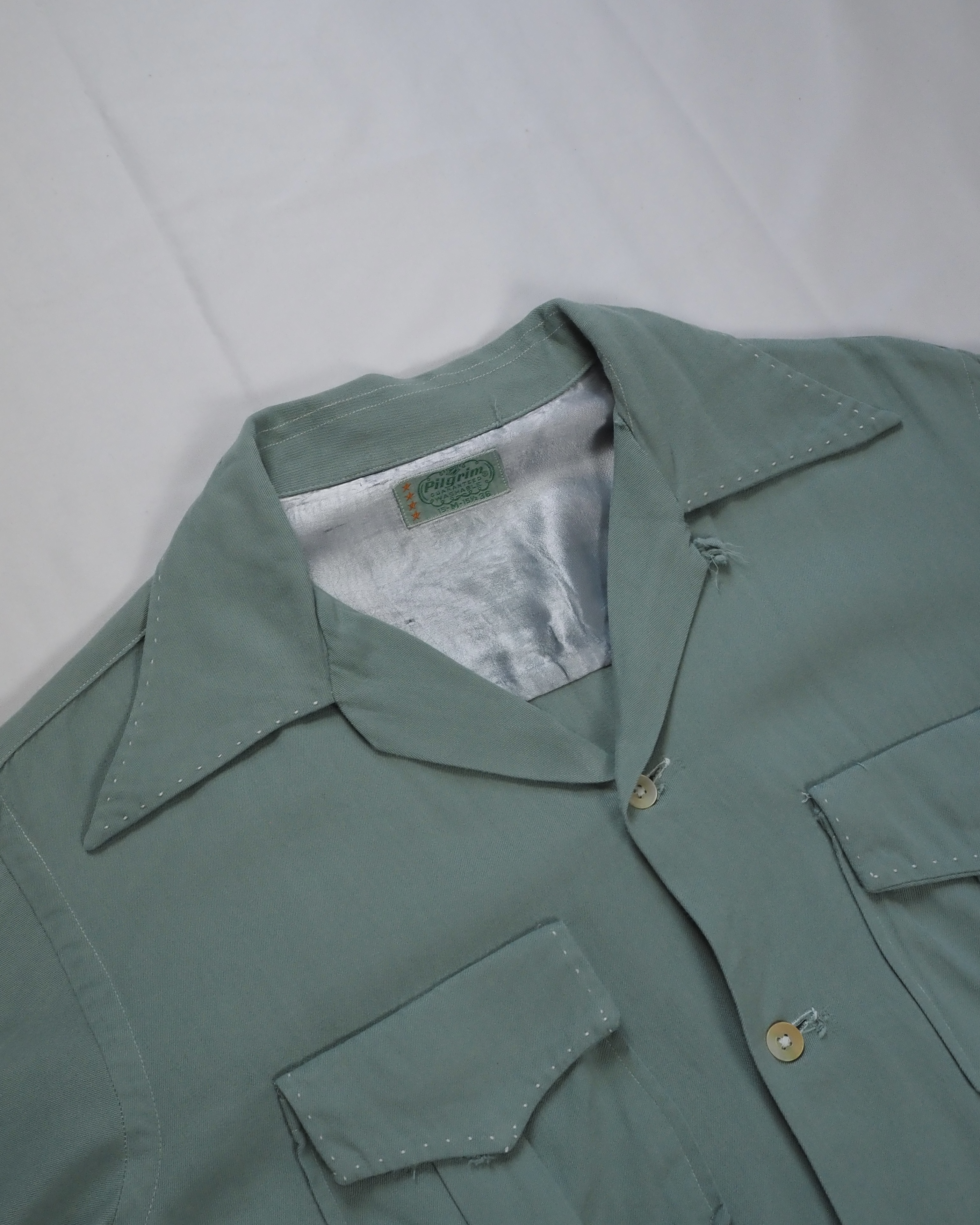 【5/6(水) 20:00入荷】50’s Pilgrim レーヨンシャツ ミントグリーン の画像 8