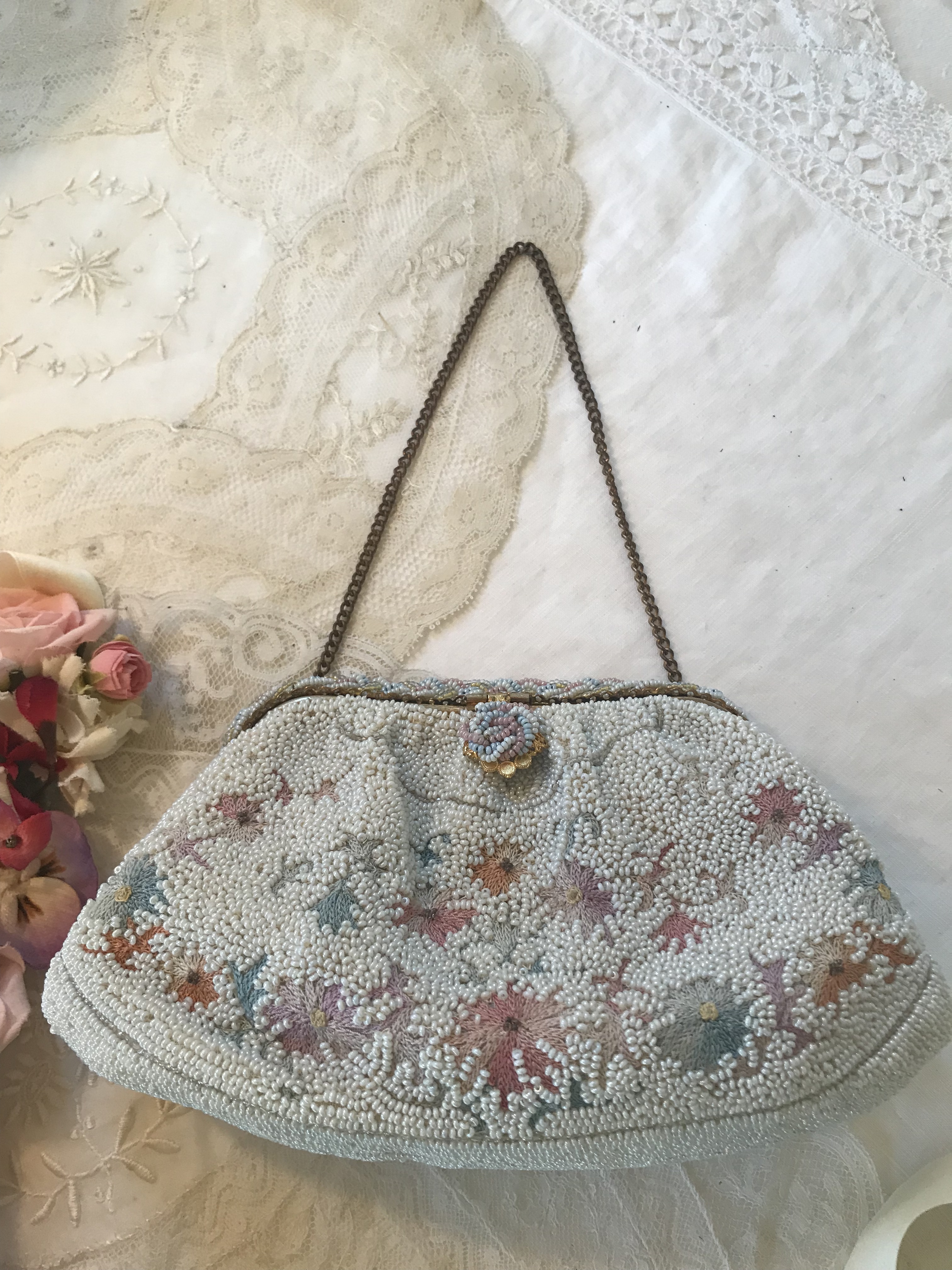 ビーズ 花刺繍のアンティークバッグ | 株式会社AntiqueRose 山岡