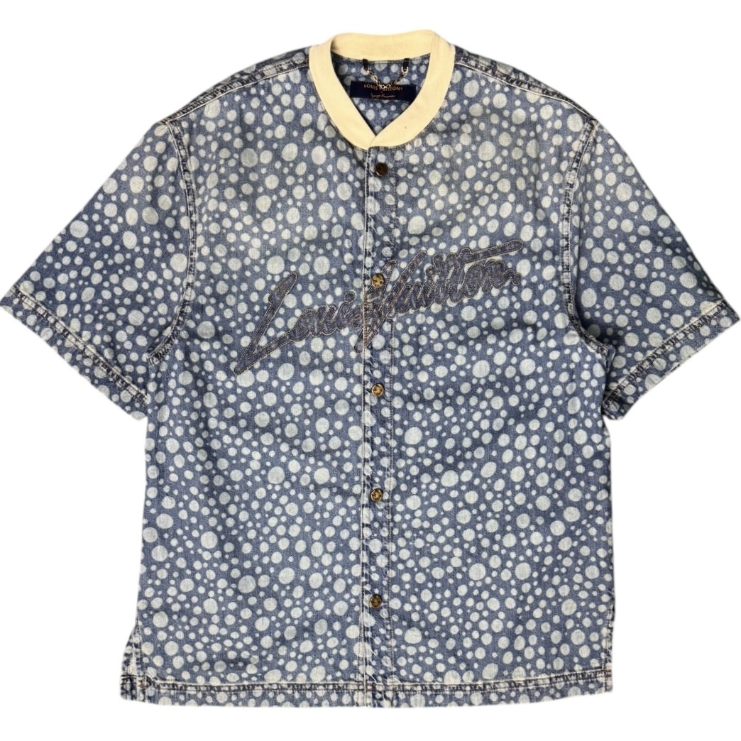 【LOUIS VUITTON】ルイヴィトン 草間彌生 インフィニティドット デニムシャツ Yayoi Kusama Infinity Dots  インディゴブルー コットン 正規品