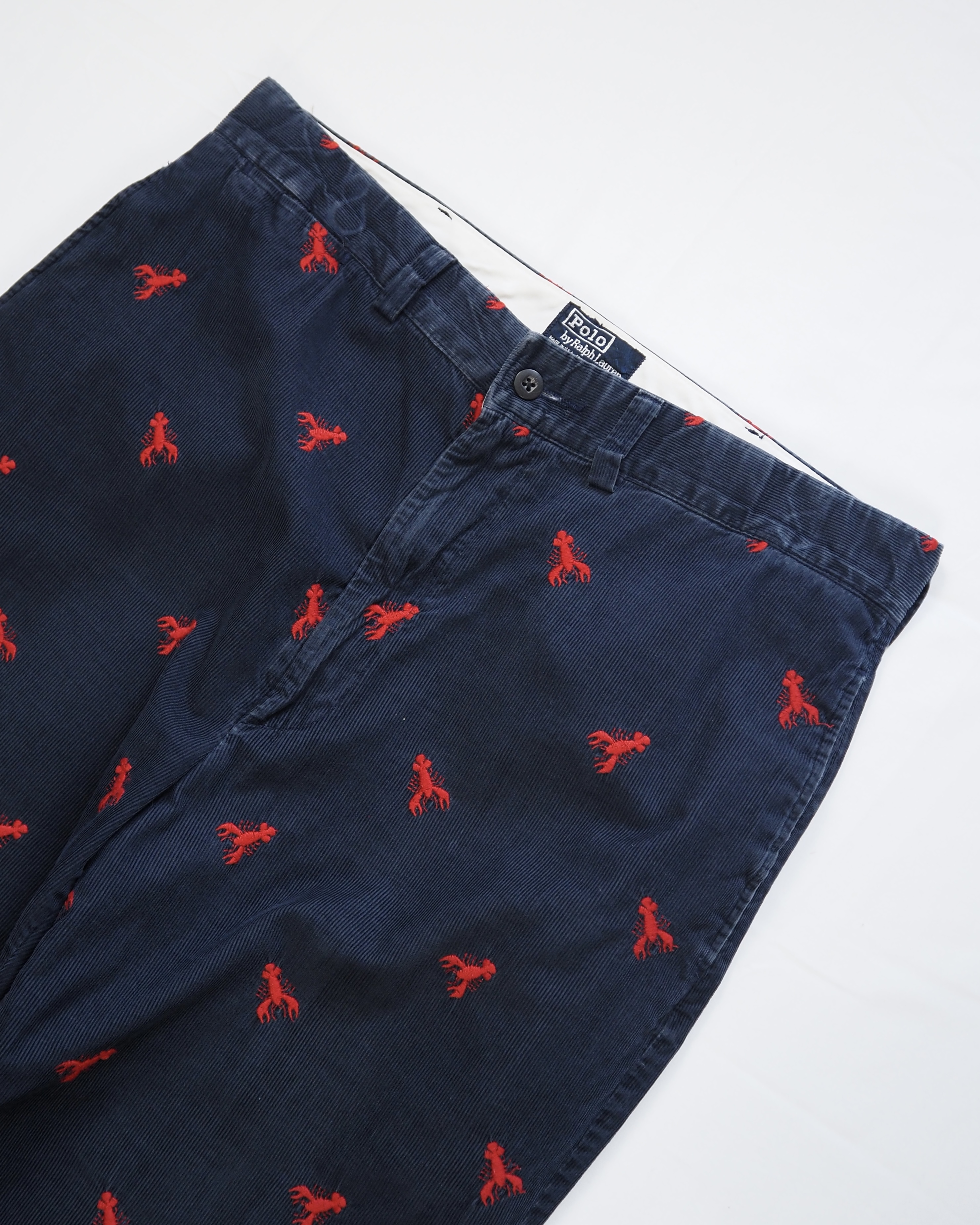 90’s Ralph Lauren コーデュロイパンツ 約33×30 総柄 ロブスター の画像 2
