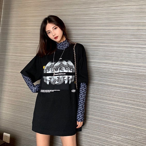 トップス レトロ夏新作ゆったり香港風ファッションロング長袖 半袖ｔシャツ 代プチプラレディースファッション通販 若い女性ファッション サイトsaypretty