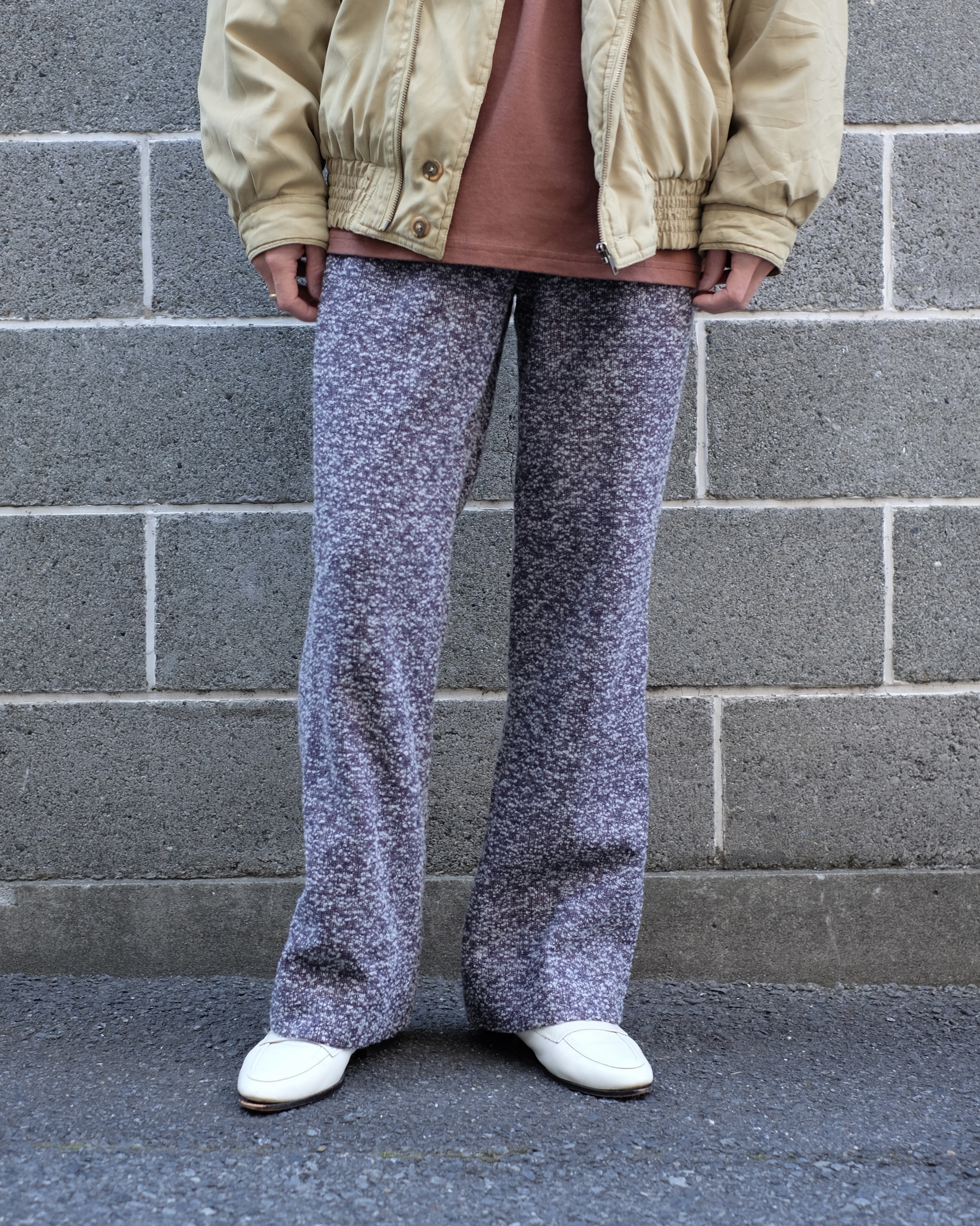 70s “ tweed fabric “ euro flare pants
