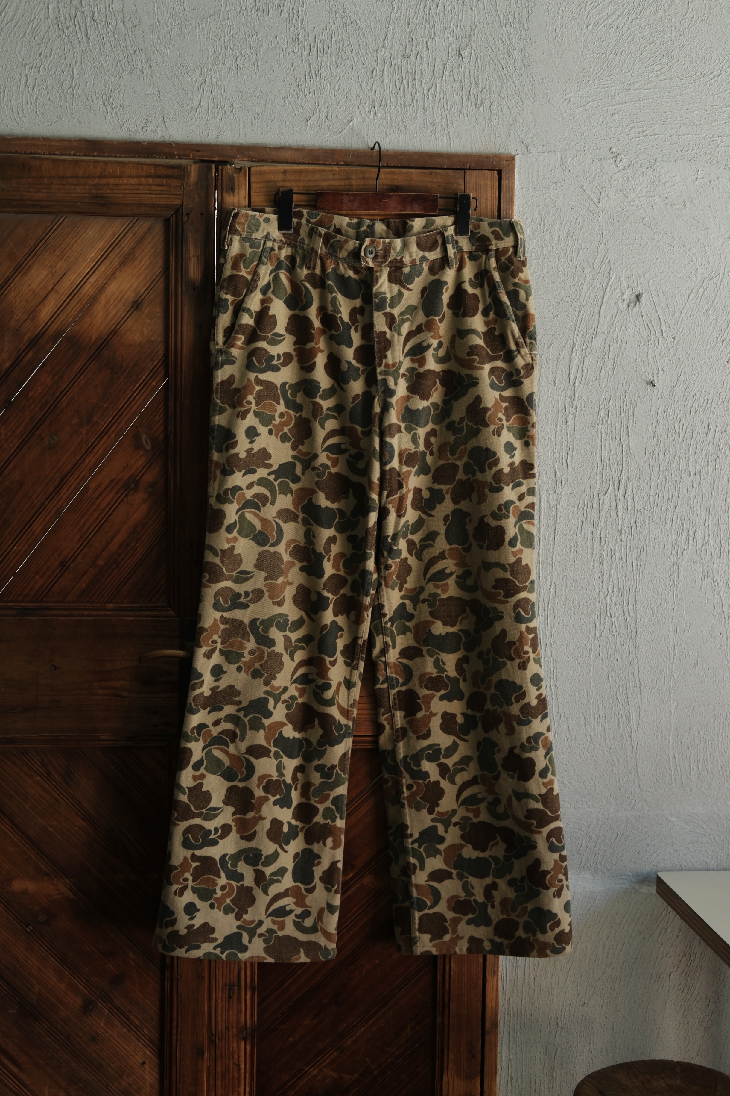 Utah/70-80's "unknown" hunter camo chamois cross wide flare pants