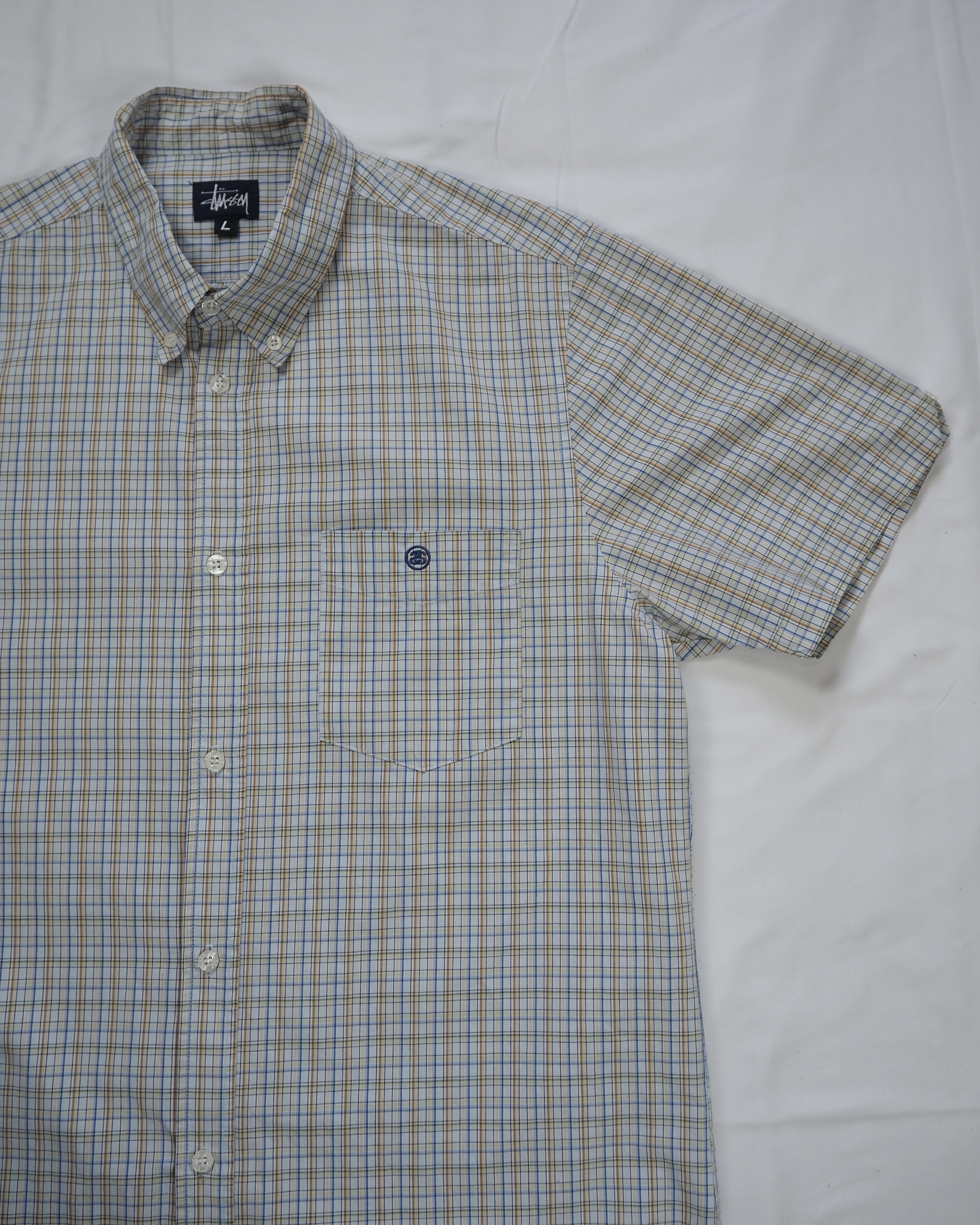 90’s OLD STUSSY 紺タグ 半袖シャツ Lサイズ の画像 4