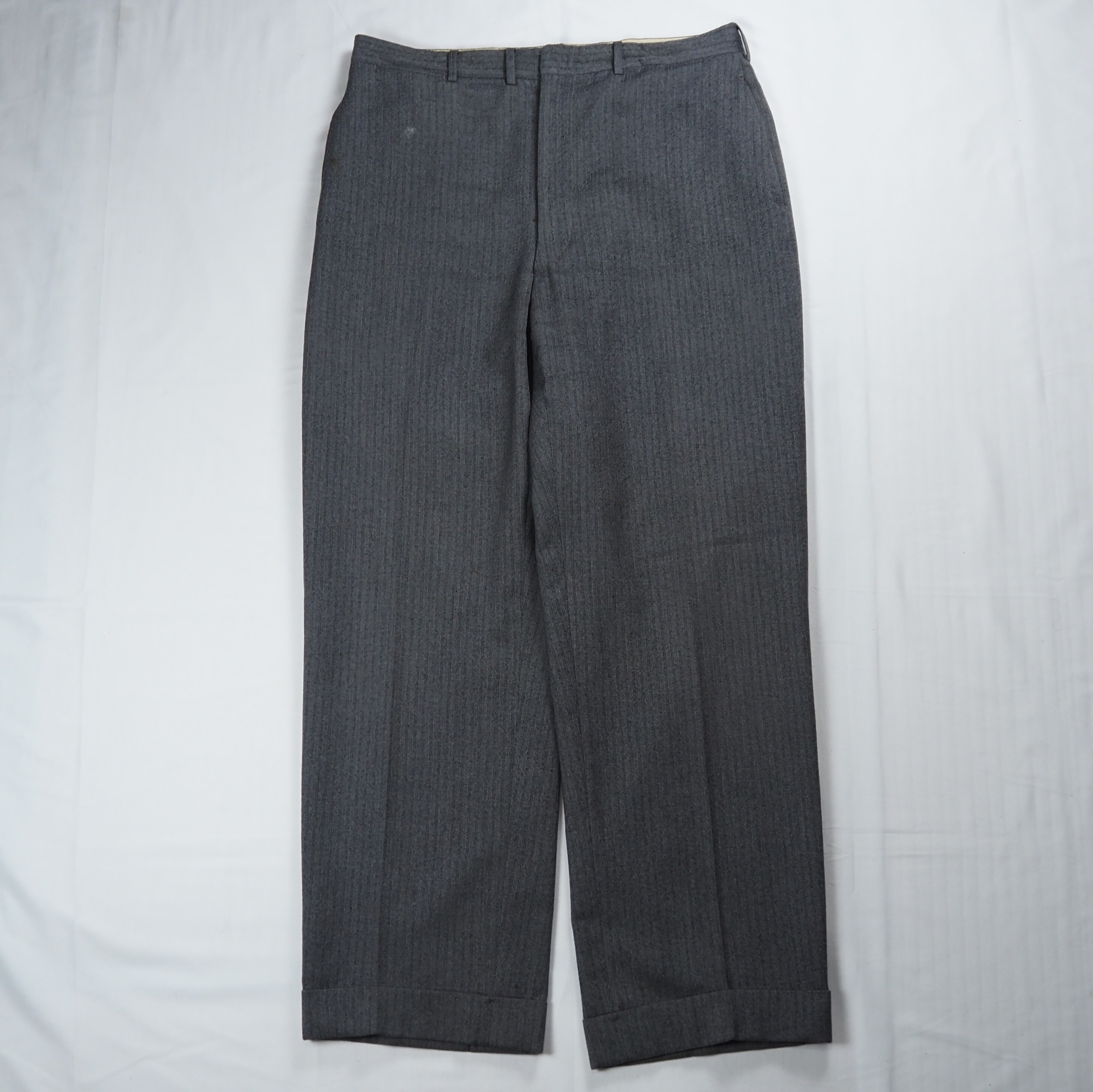 【9/23 20:00入荷】50's ウールスラックス グレー タロンジップ ノータック