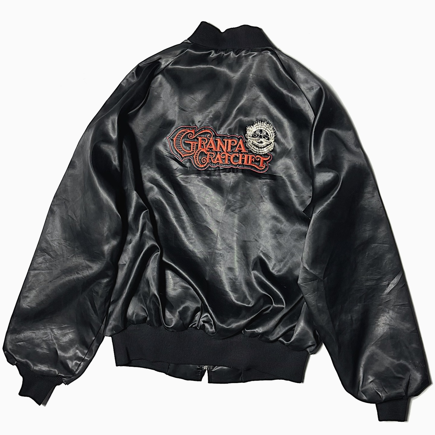 Vintage 70～80's【King Louie】"GRANPA CRATCHET" Satin Jacket