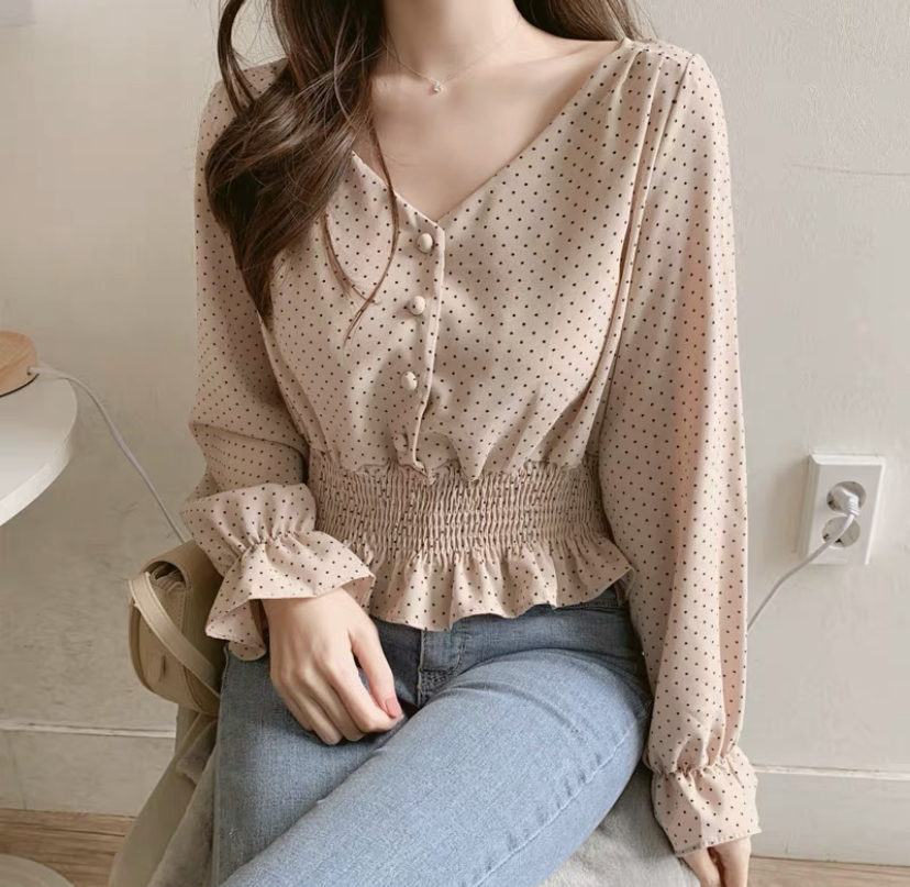 予約商品 ドットシフォンブラウス Ep Luxe
