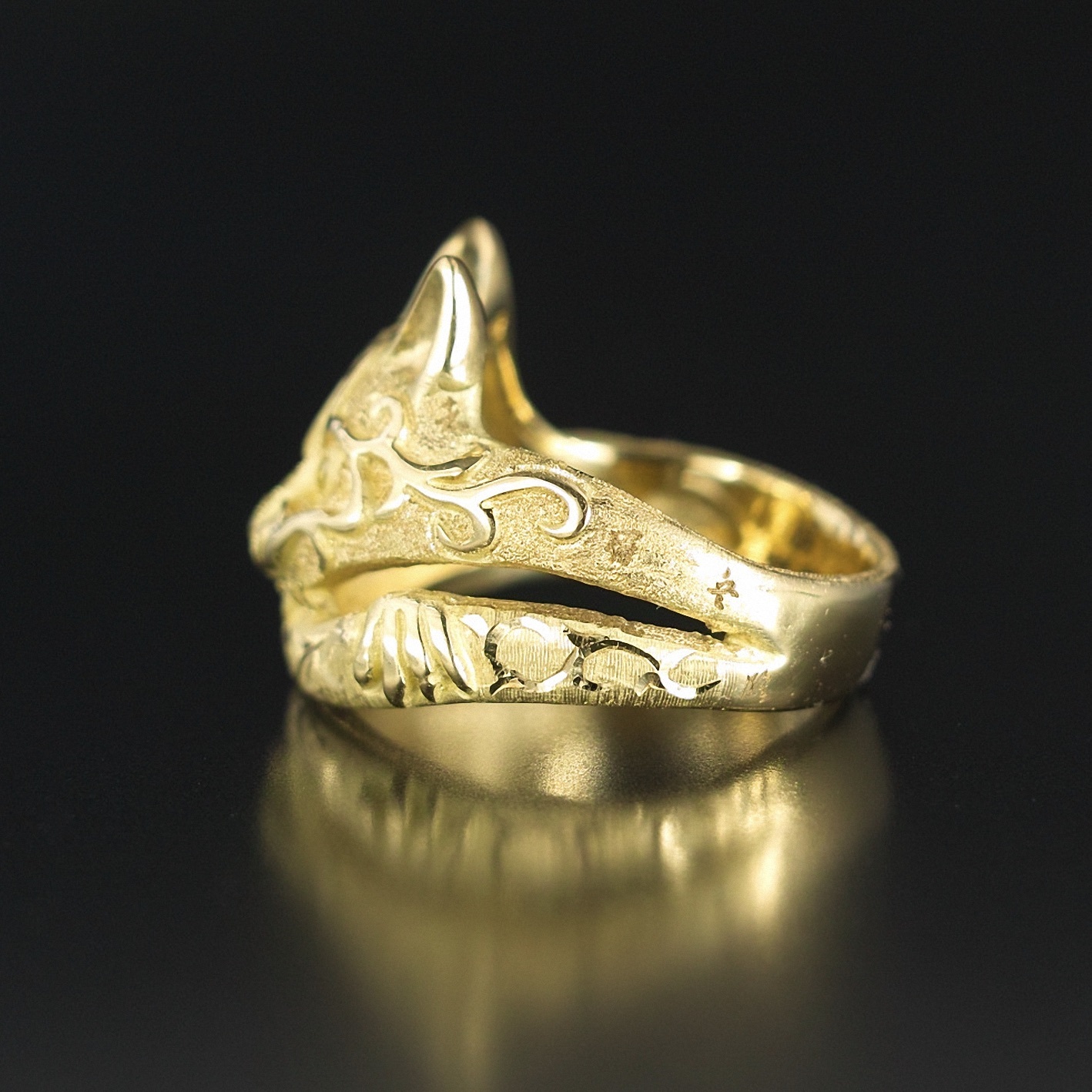 受注制作|妖怪ジュエリー 妖怪指輪 『 猫又 』 18金*非加熱イエローダイヤモンド