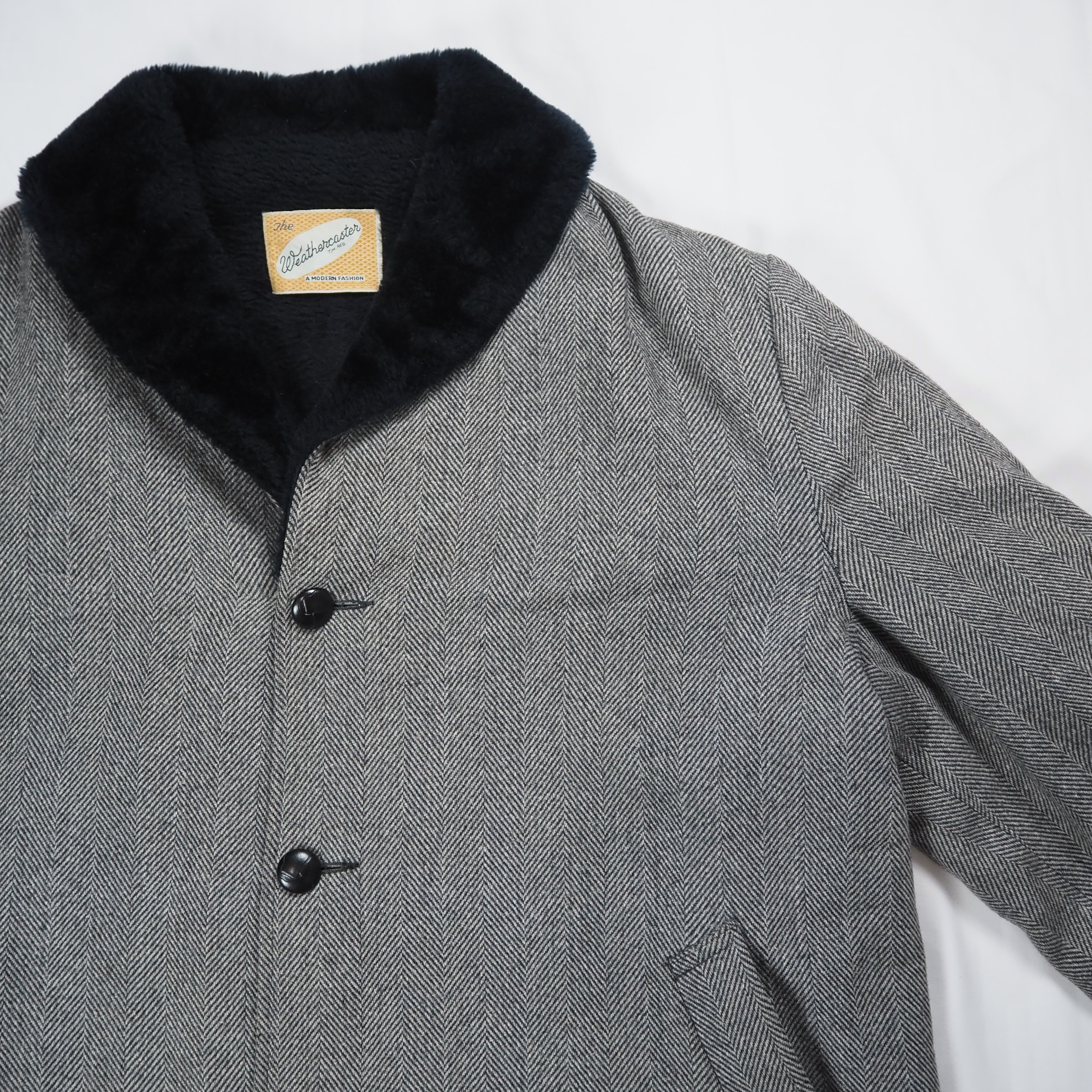 【9/23 20:00入荷】50's ウールコート ギャングコート グレー×ブラック の画像 6