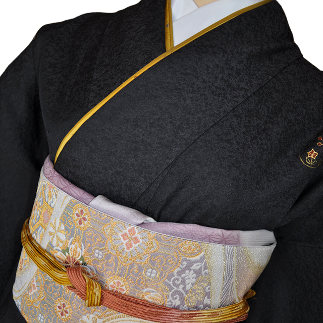 ワイドサイズ(トール&ワイド)■訪問着レンタル■濃いグレー裾ぼかしhuwide7〔往復送料無料〕 - 画像1